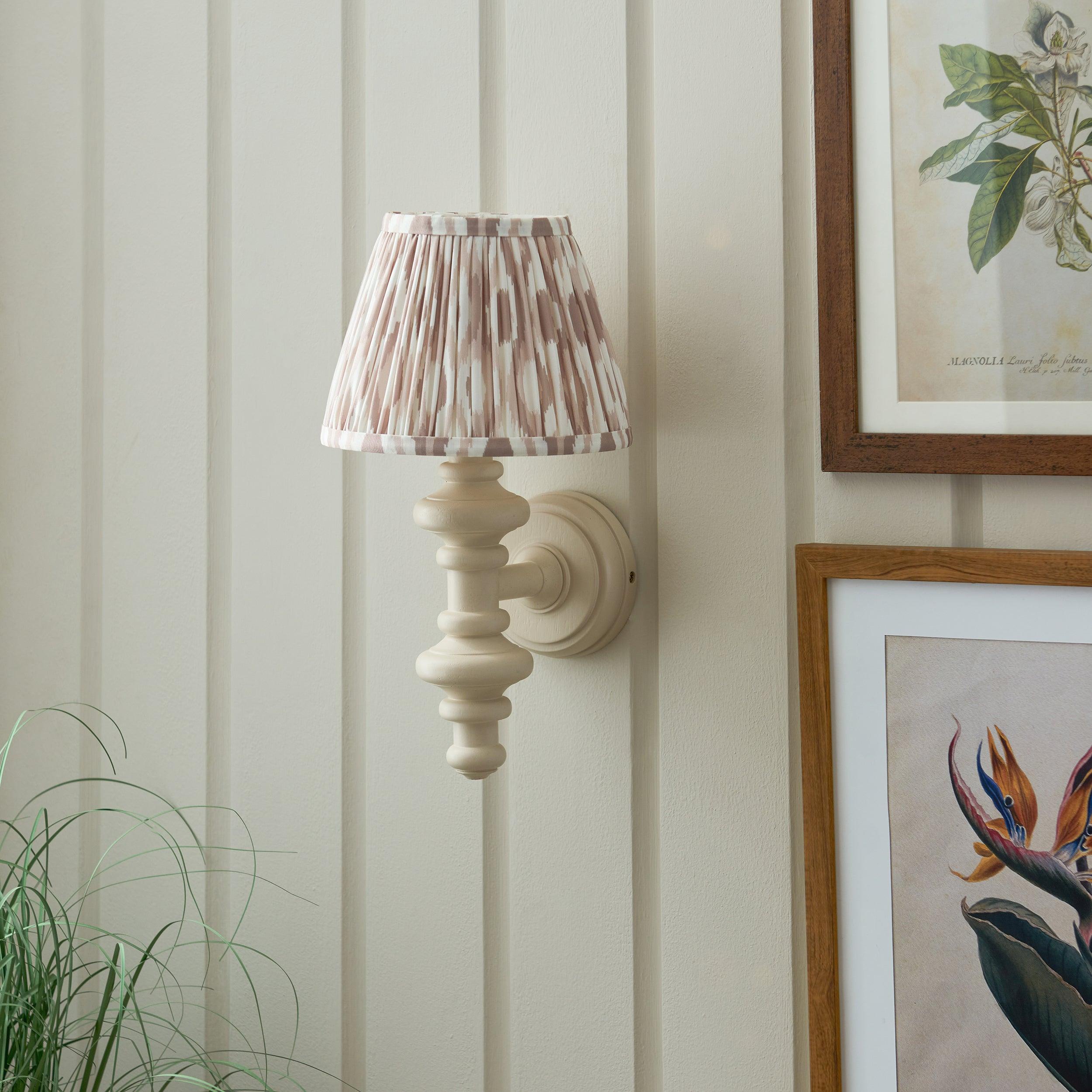 Carnaby White Wall Light & Ikat 20cm Neutral Shade
