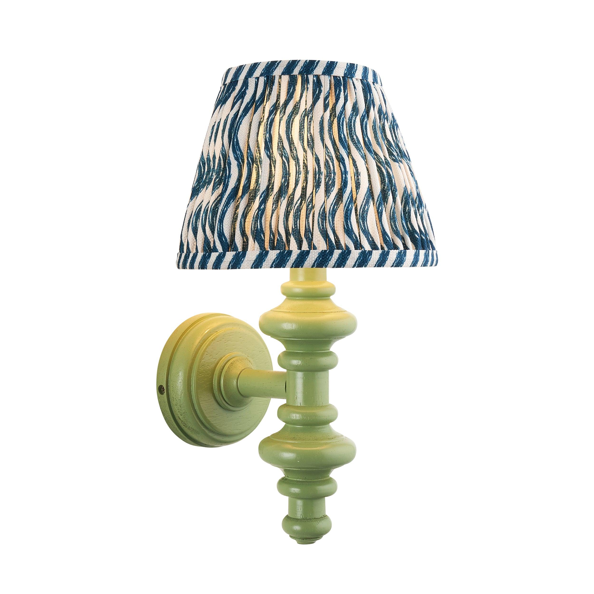 Carnaby Green Wall Light & Ripple 20cm Marlin Blue Shade