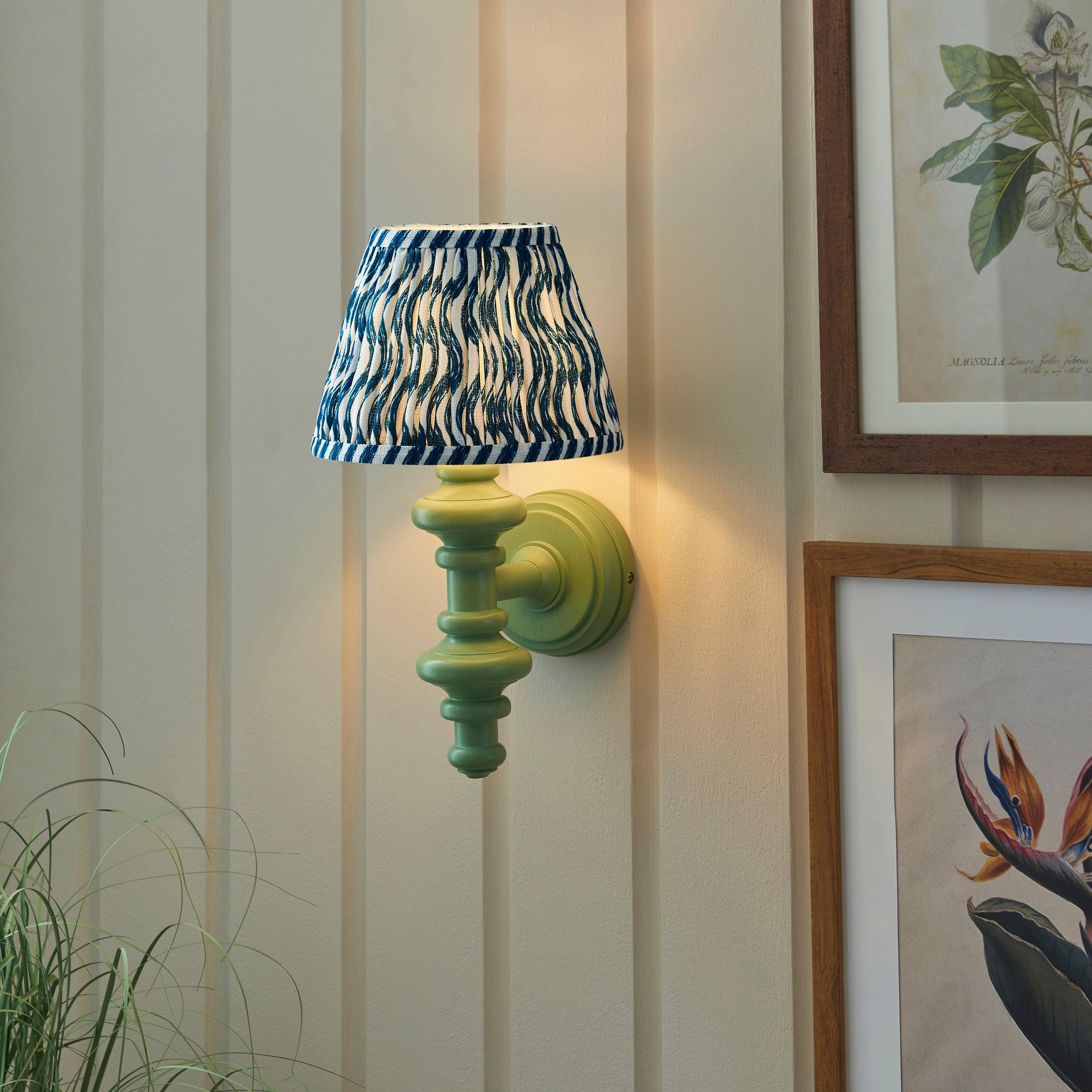 Carnaby Green Wall Light & Ripple 20cm Marlin Blue Shade