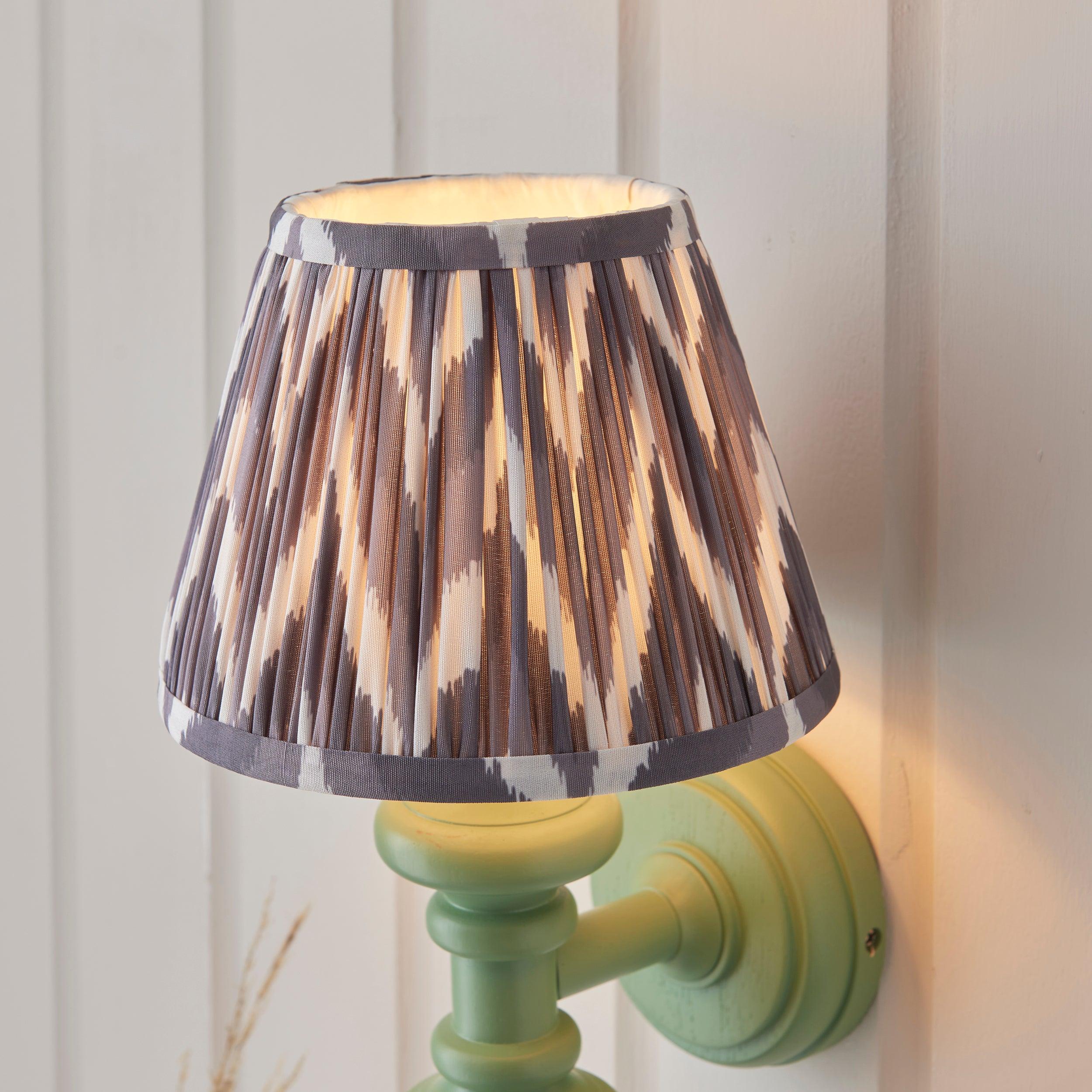 Carnaby Green Wall Light & Zigzag 20cm Pearl Grey Shade