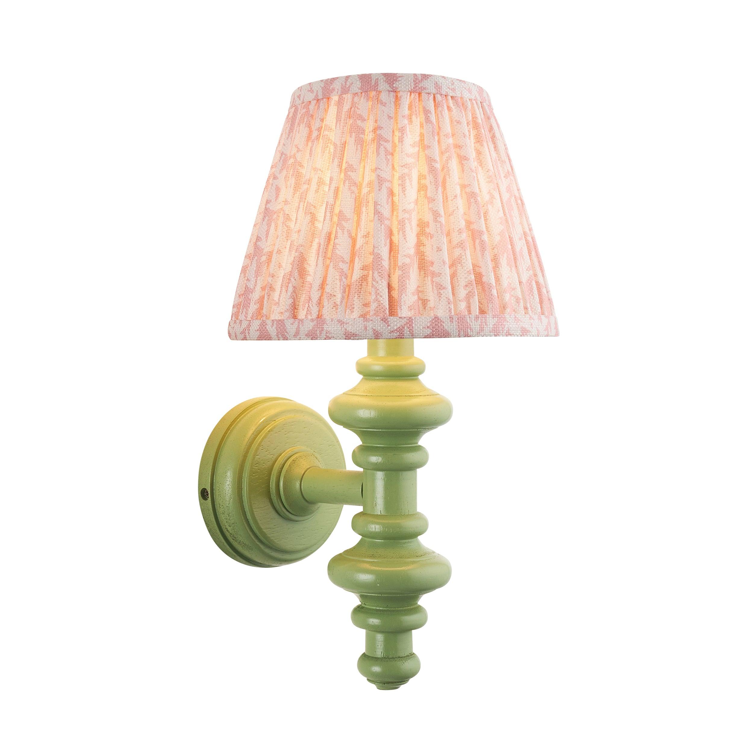 Carnaby Green Wall Light & Leaf 20cm Peachy keen Shade