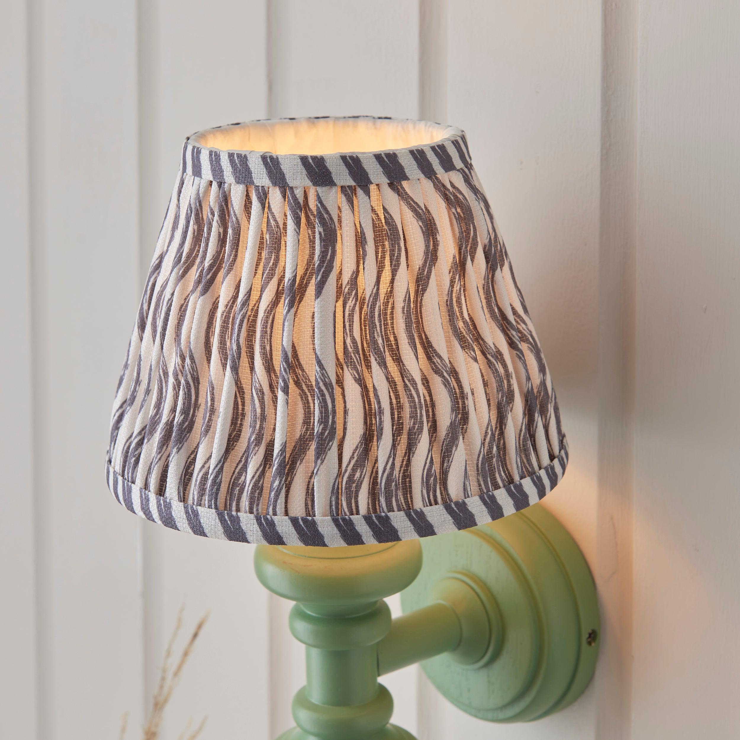 Carnaby Green Wall Light & Ripple 20cm Pearl Grey Shade