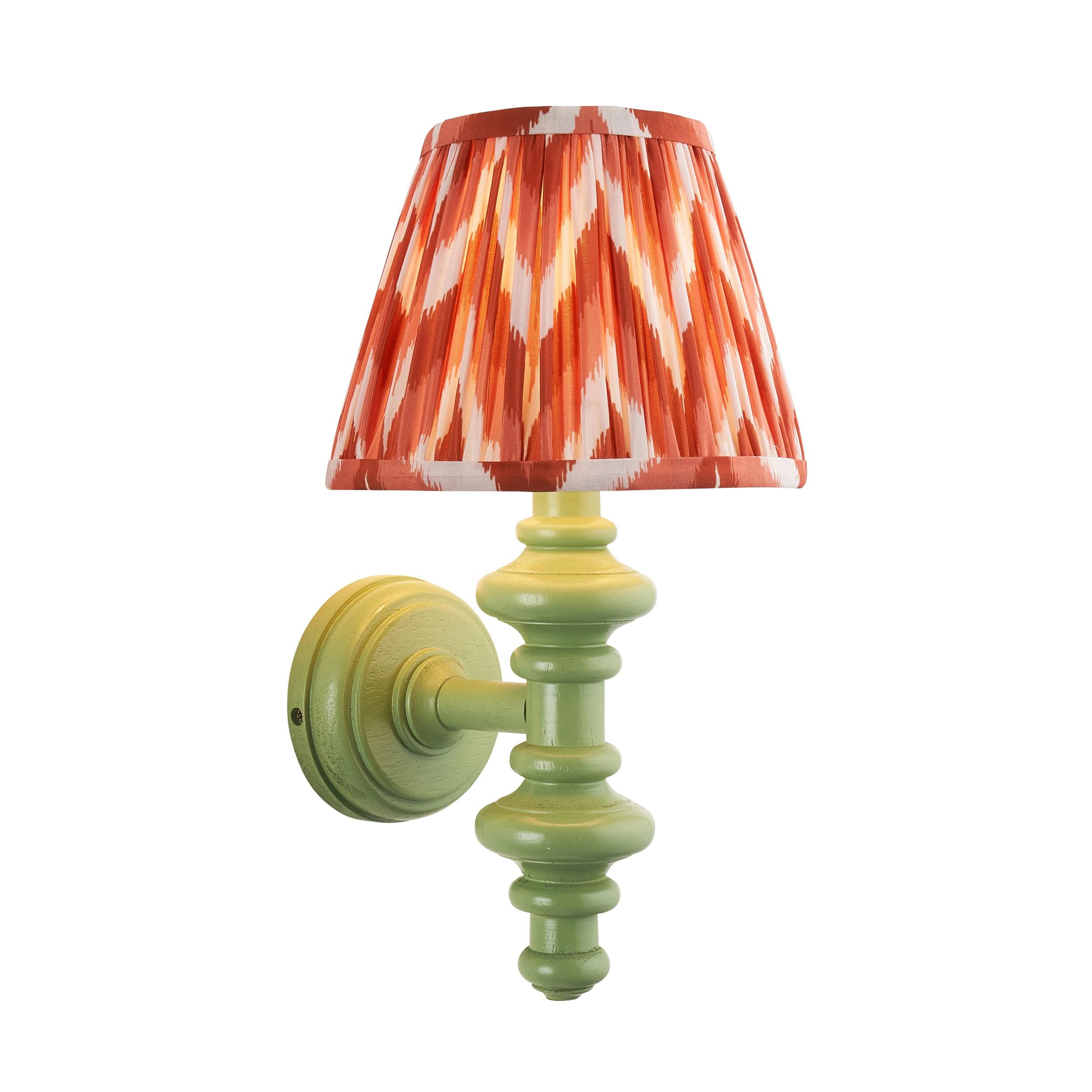 Carnaby Green Wall Light & Zigzag 20cm Apricot Orange Shade