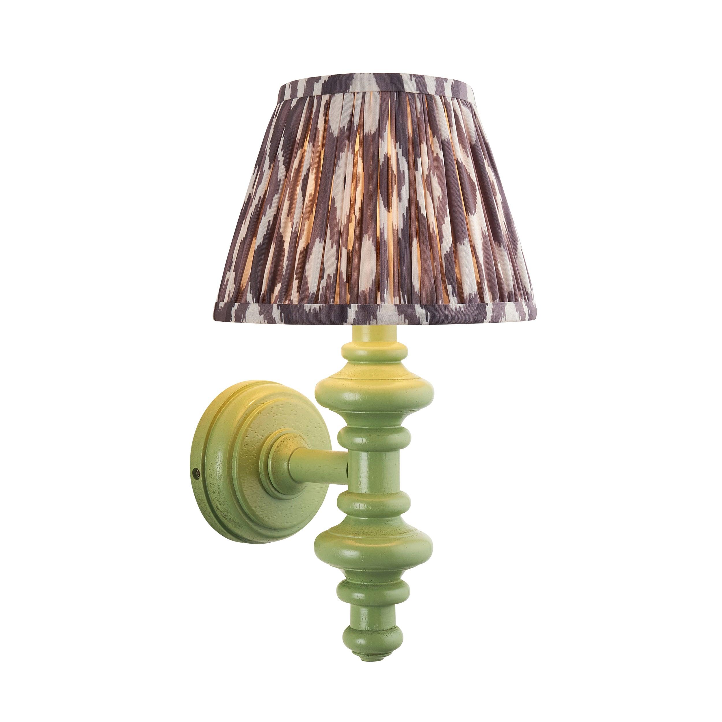 Carnaby Green Wall Light & Ikat 20cm Pearl Grey Shade
