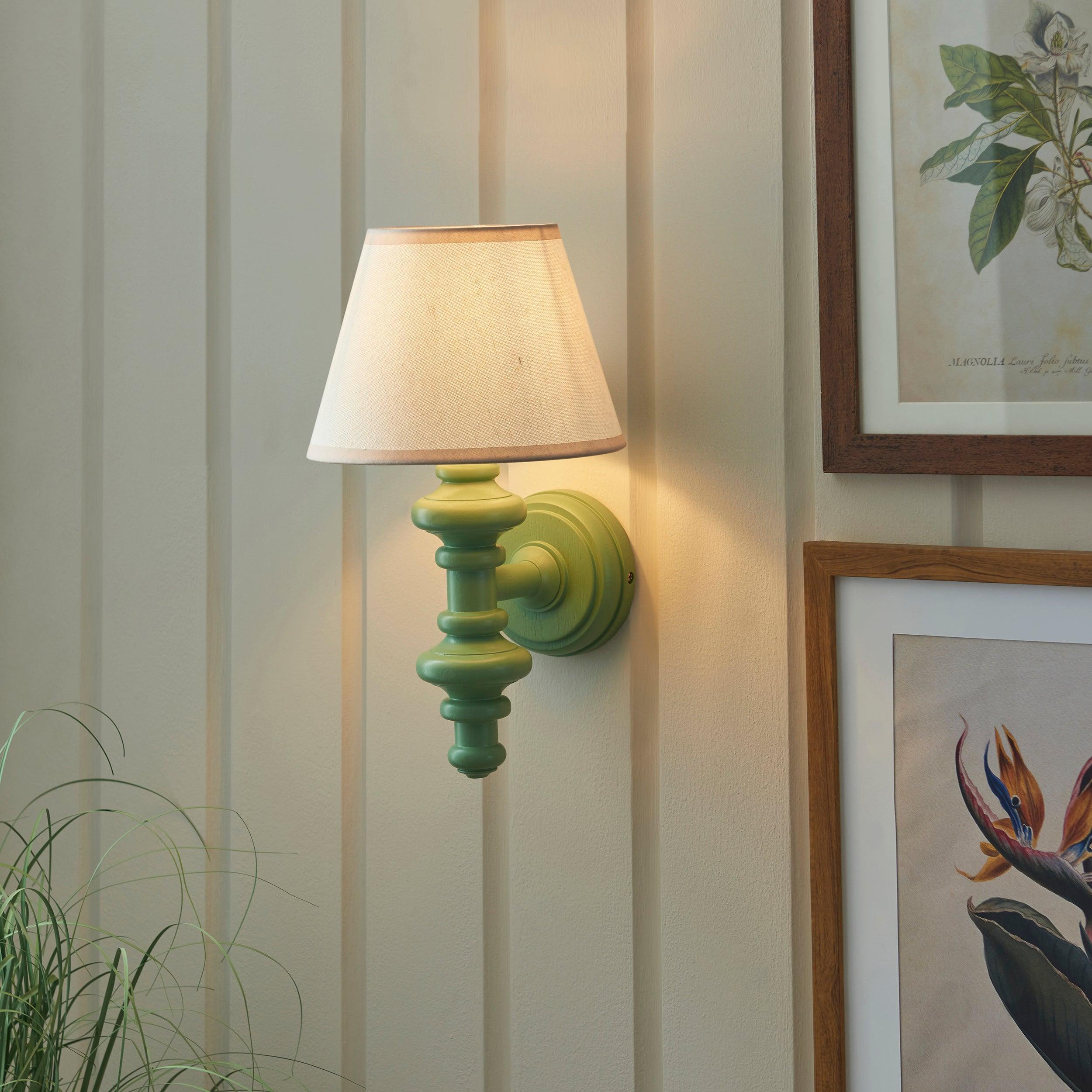 Carnaby Green Wall Light & Ivy 20cm Vintage white Shade