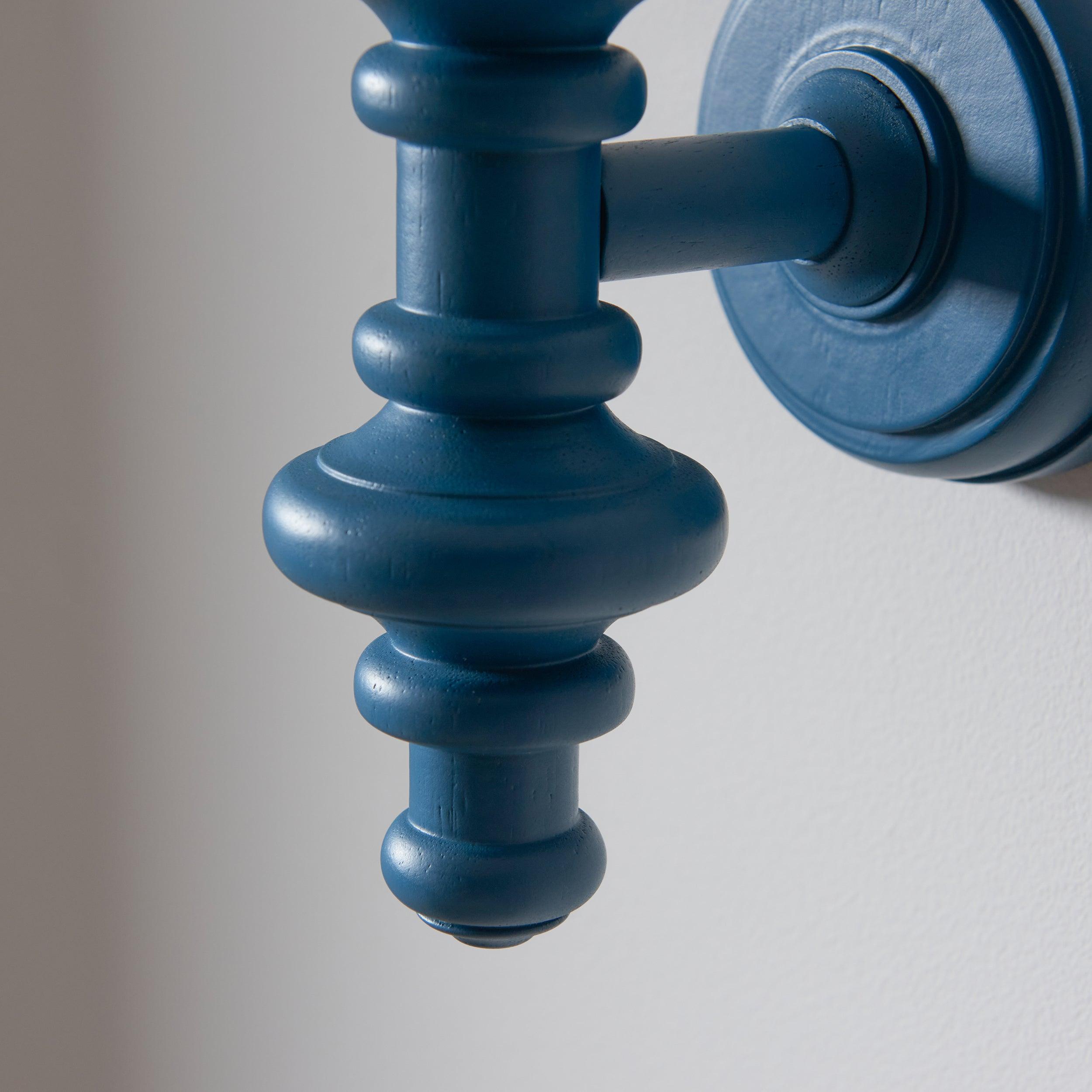 Carnaby Blue Wall Light & Leaf 20cm Shell Bay Blue Shade