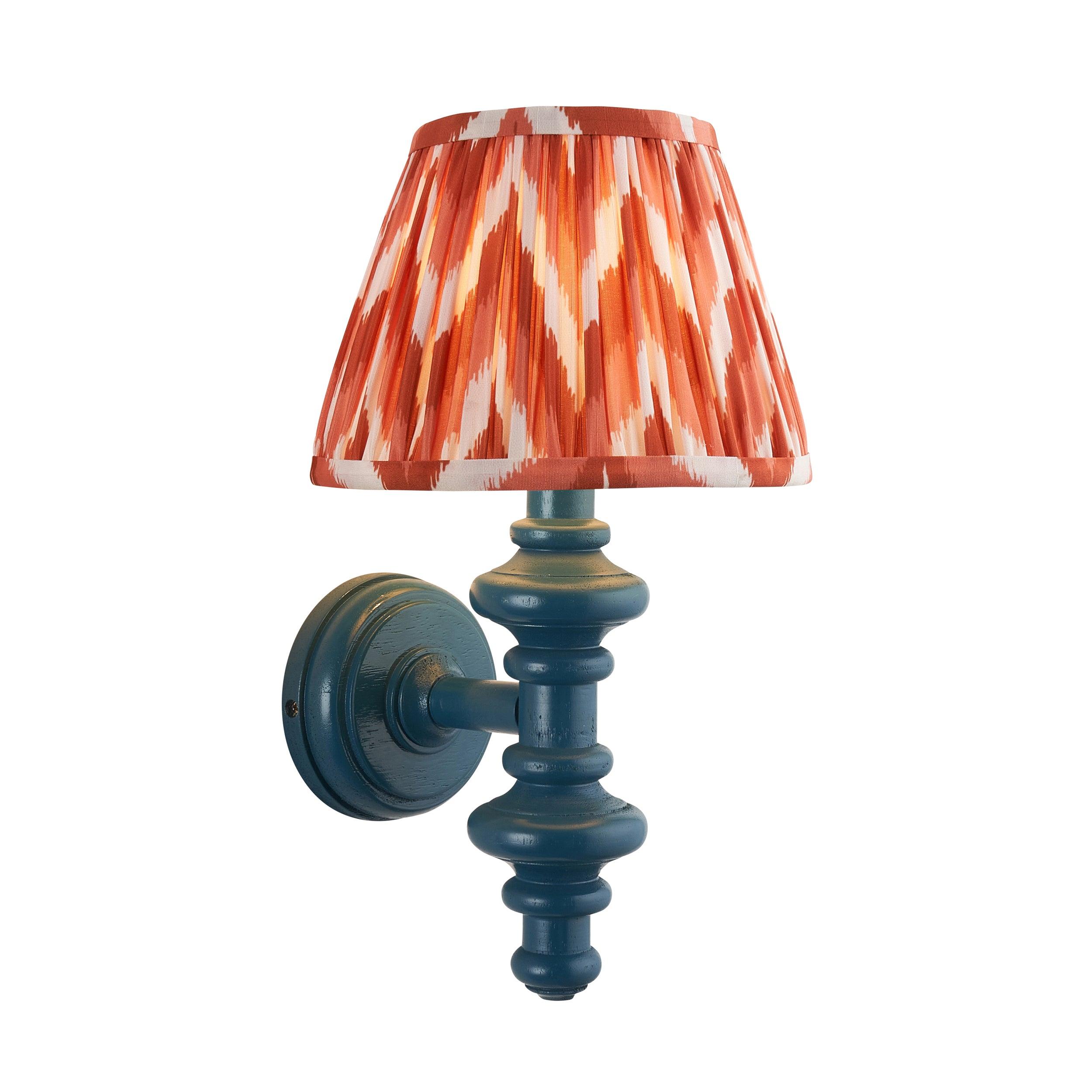 Carnaby Blue Wall Light & Zigzag 20cm Apricot Orange Shade