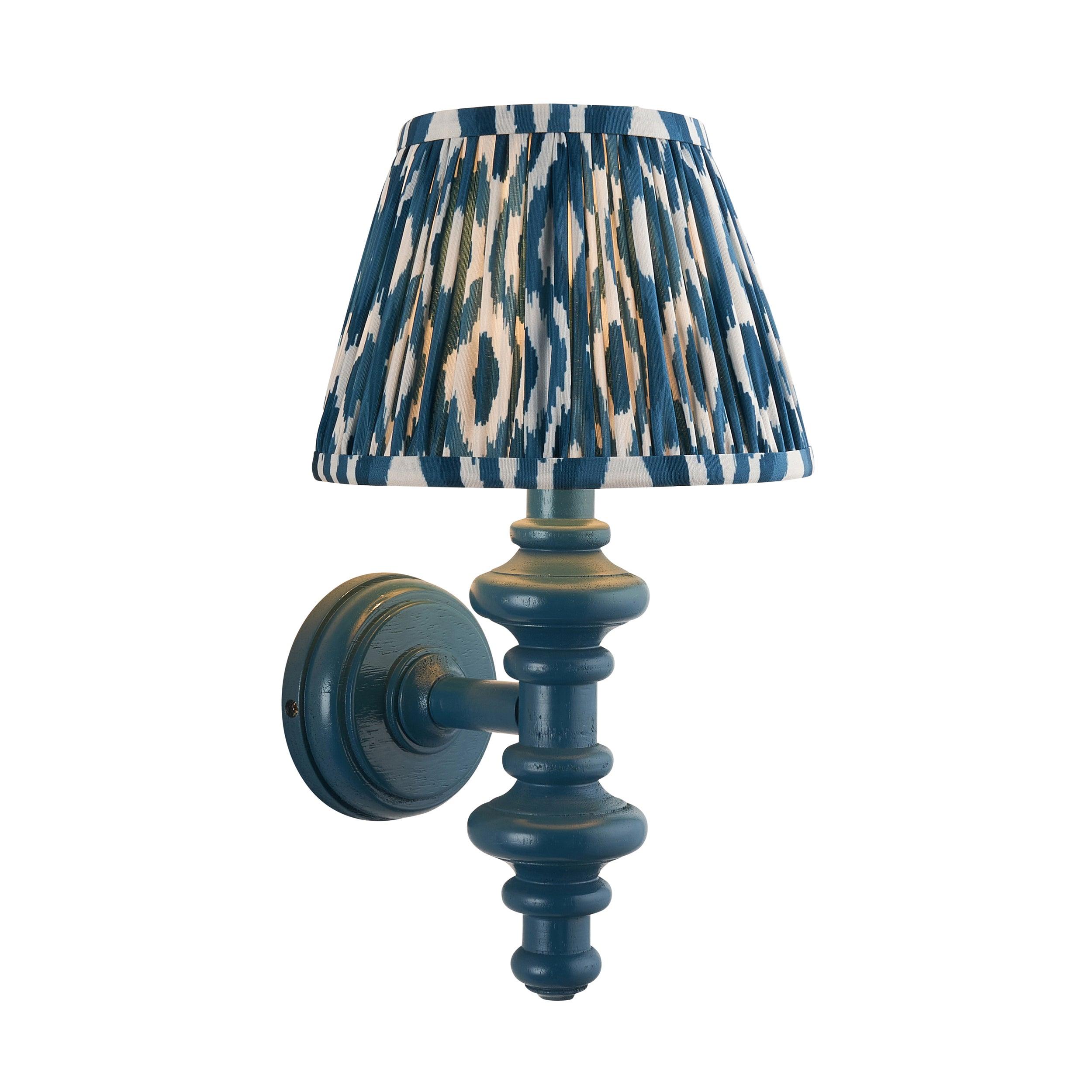 Carnaby Blue Wall Light & Ikat 20cm Marlin Blue Shade