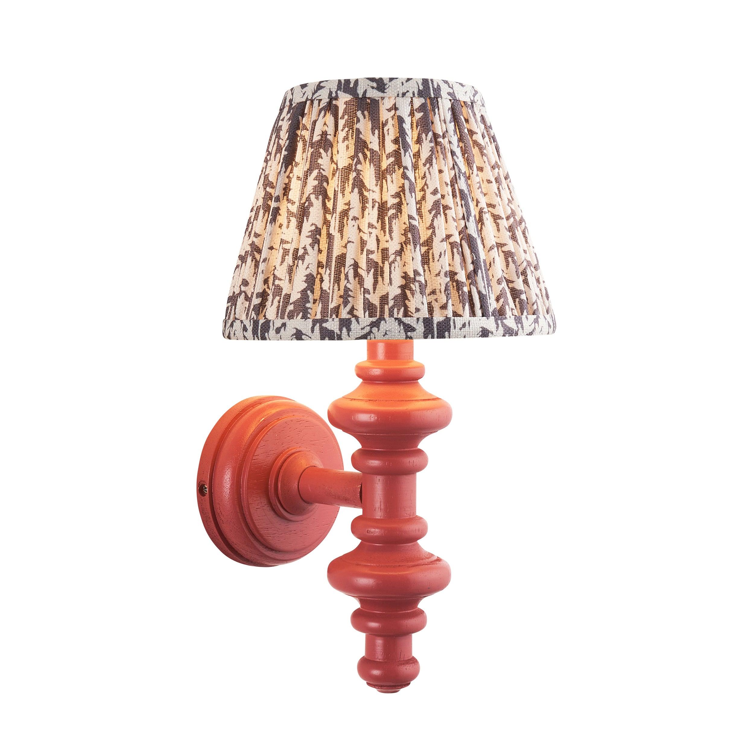 Carnaby Pink Wall Light & Leaf 20cm Pearl Grey Shade