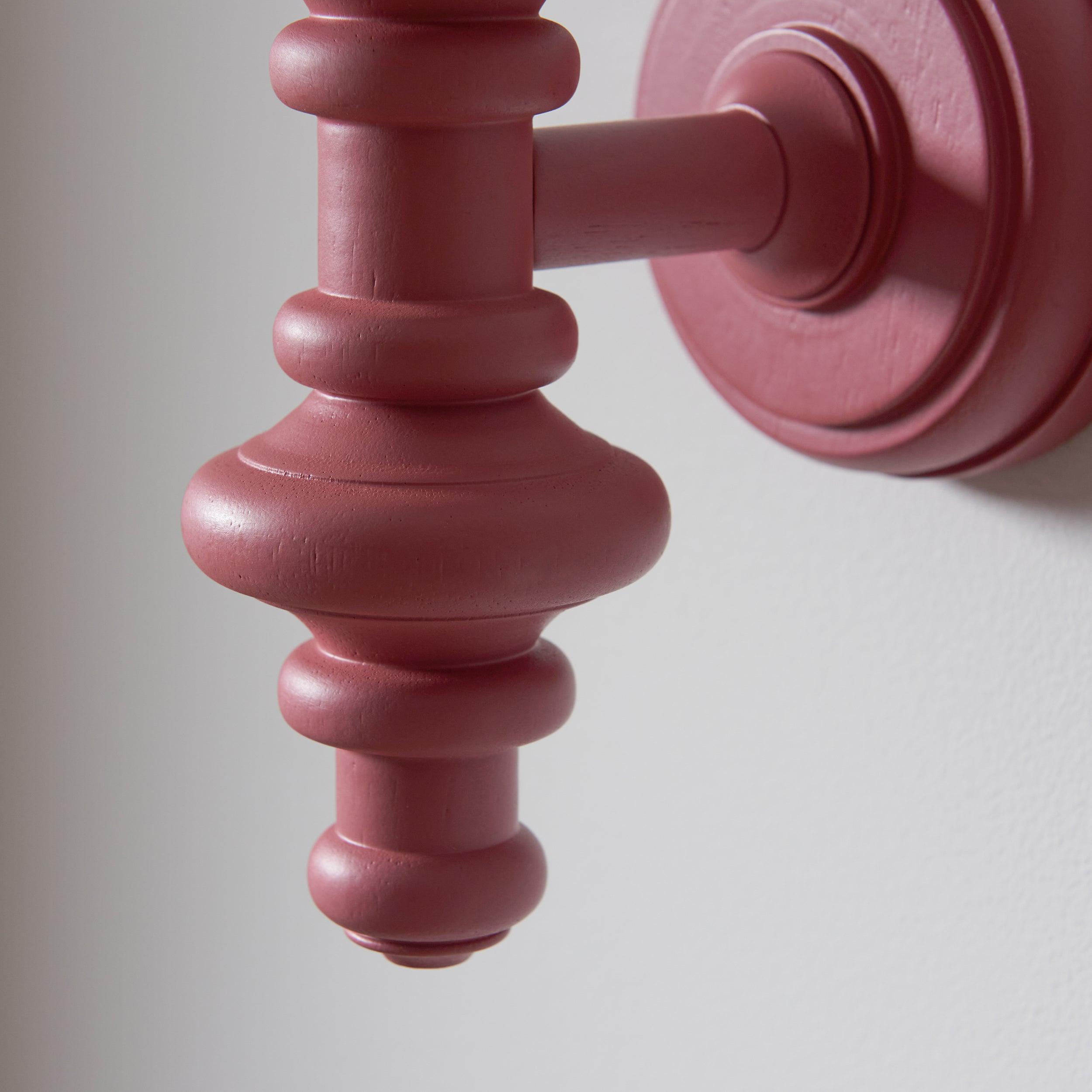 Carnaby Pink Wall Light & Leaf 20cm Pearl Grey Shade