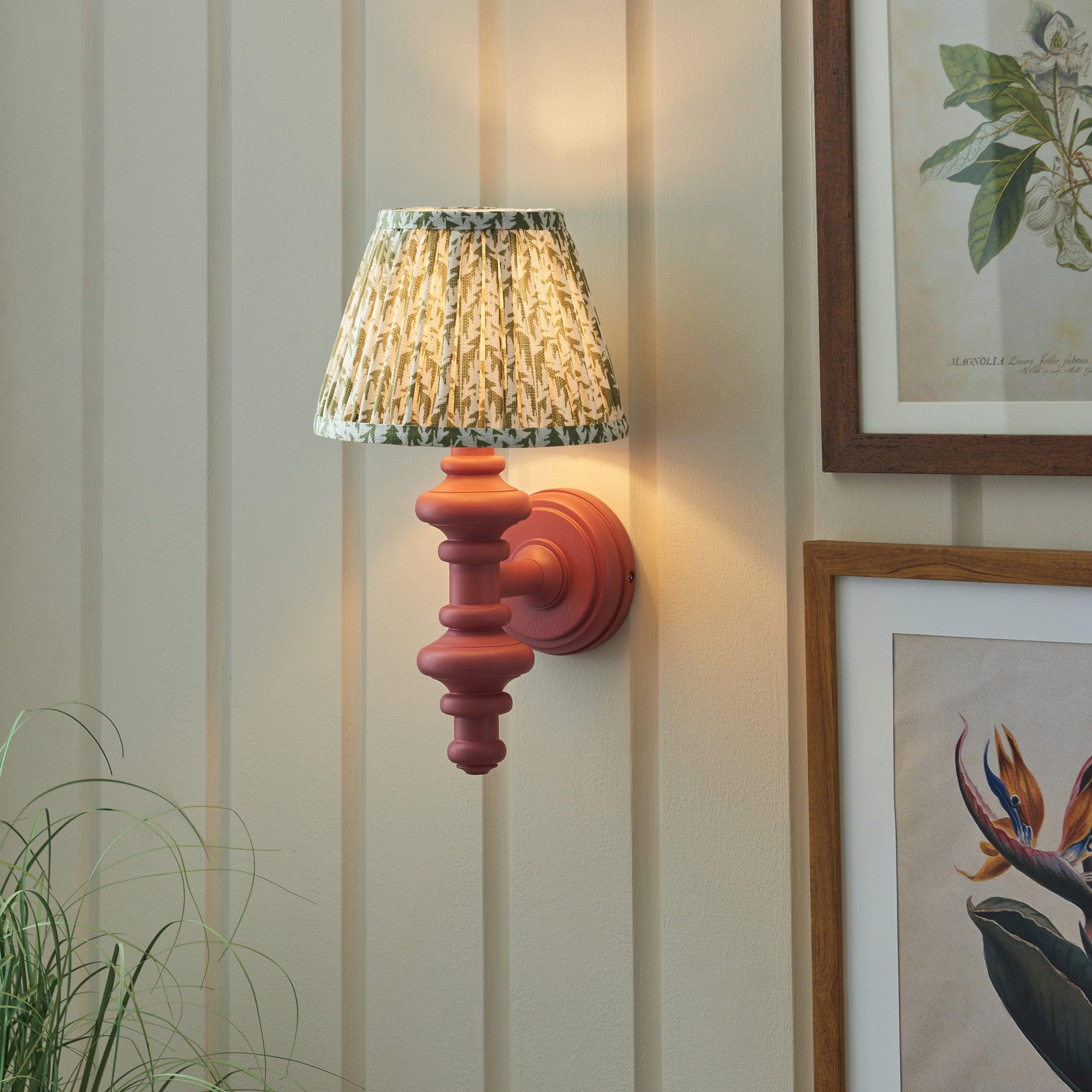 Carnaby Pink Wall Light & Leaf 20cm Herb Garden Green Shade