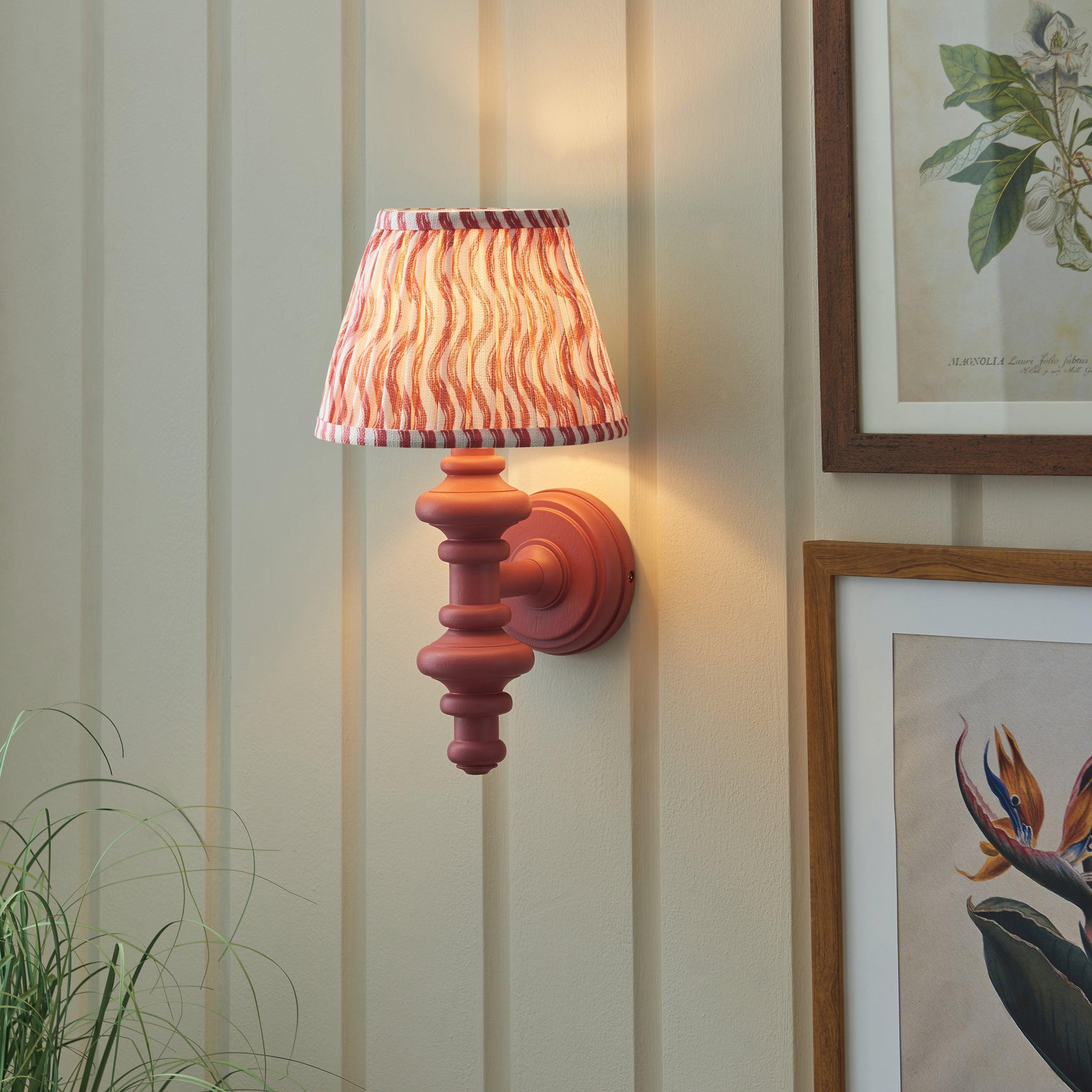 Carnaby Pink Wooden Wall Light With 20cm Shade