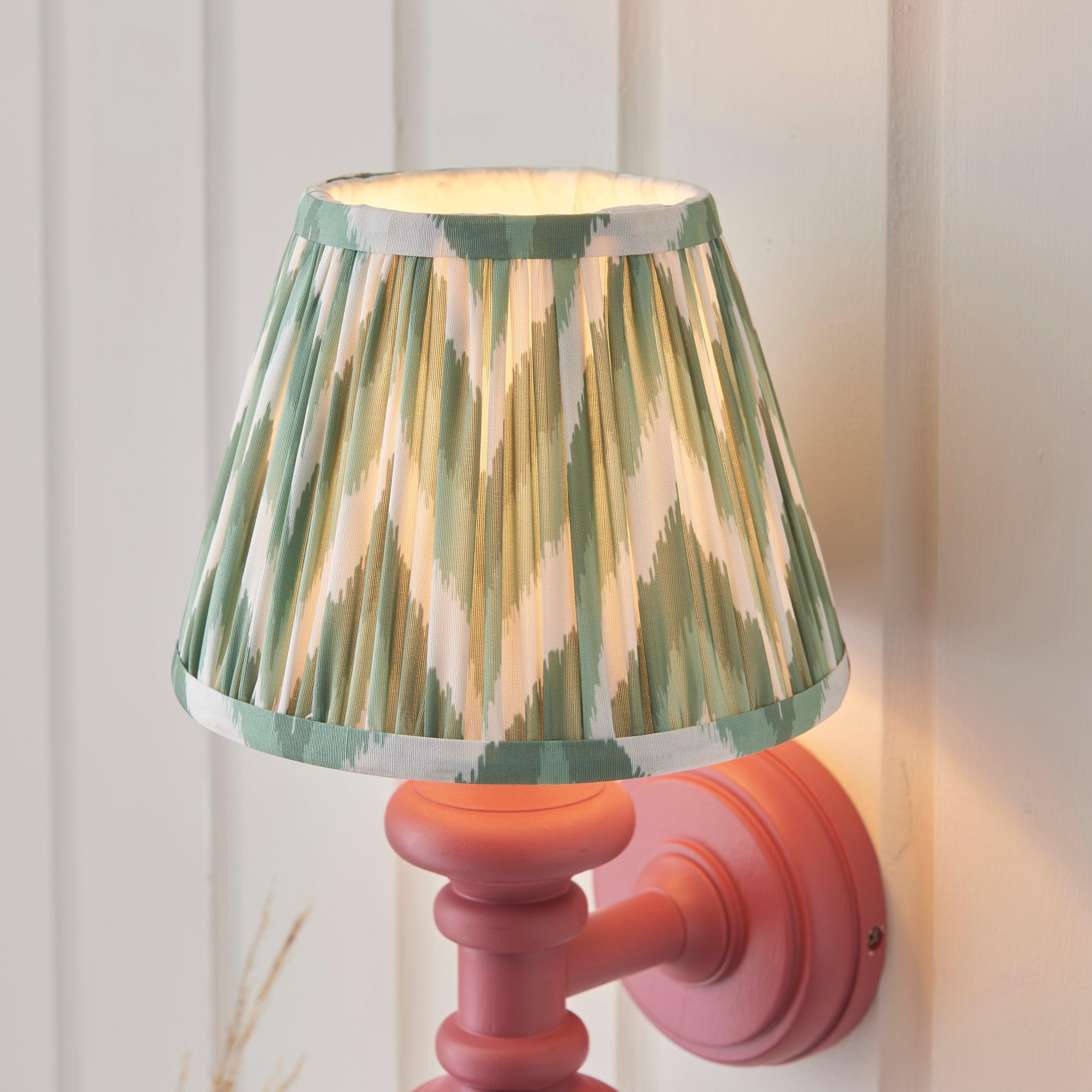 Carnaby Pink Wall Light & Zigzag 20cm Cotswold Green Shade