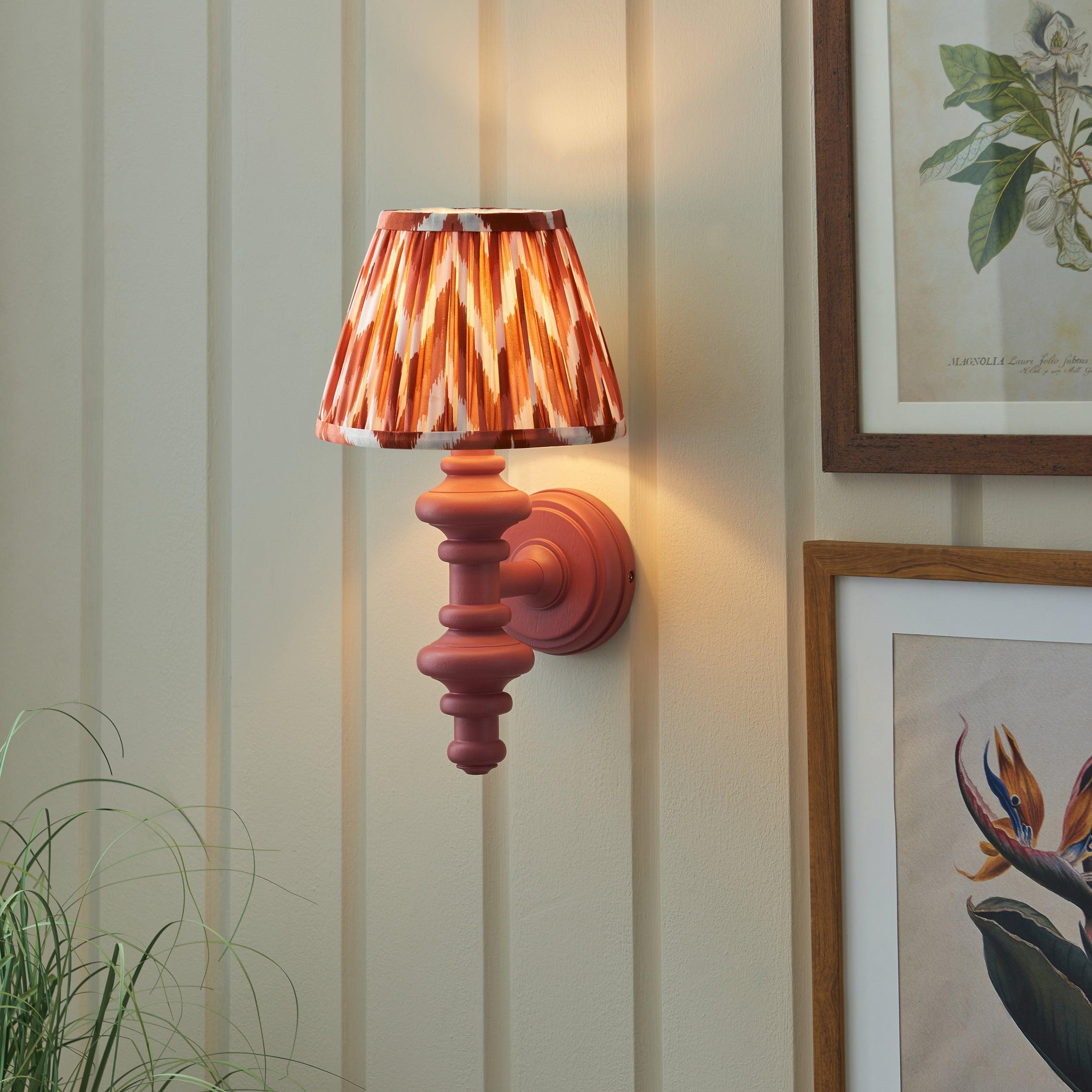 Carnaby Pink Wooden Wall Light With 20cm Shade