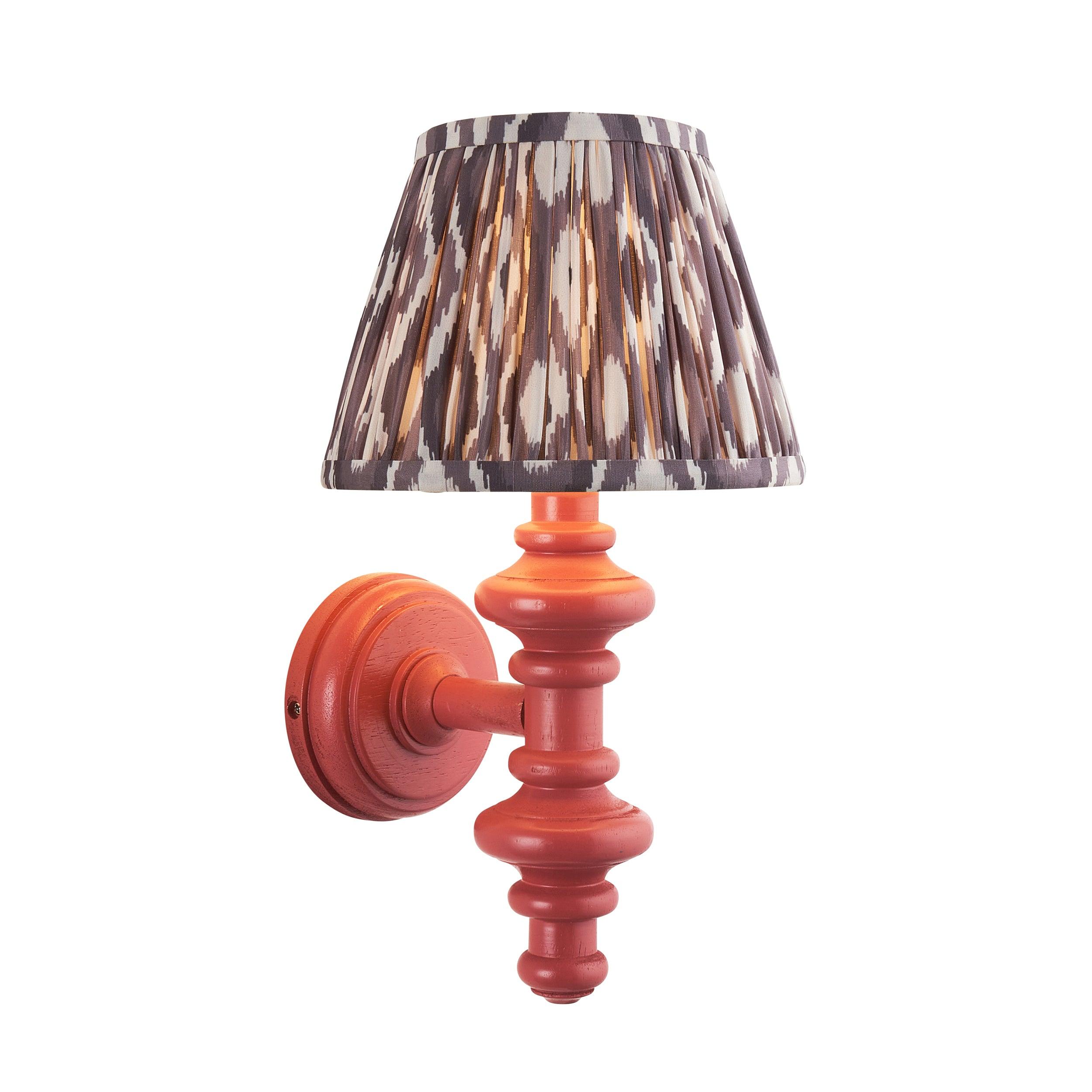 Carnaby Pink Wall Light & Ikat 20cm Pearl Grey Shade
