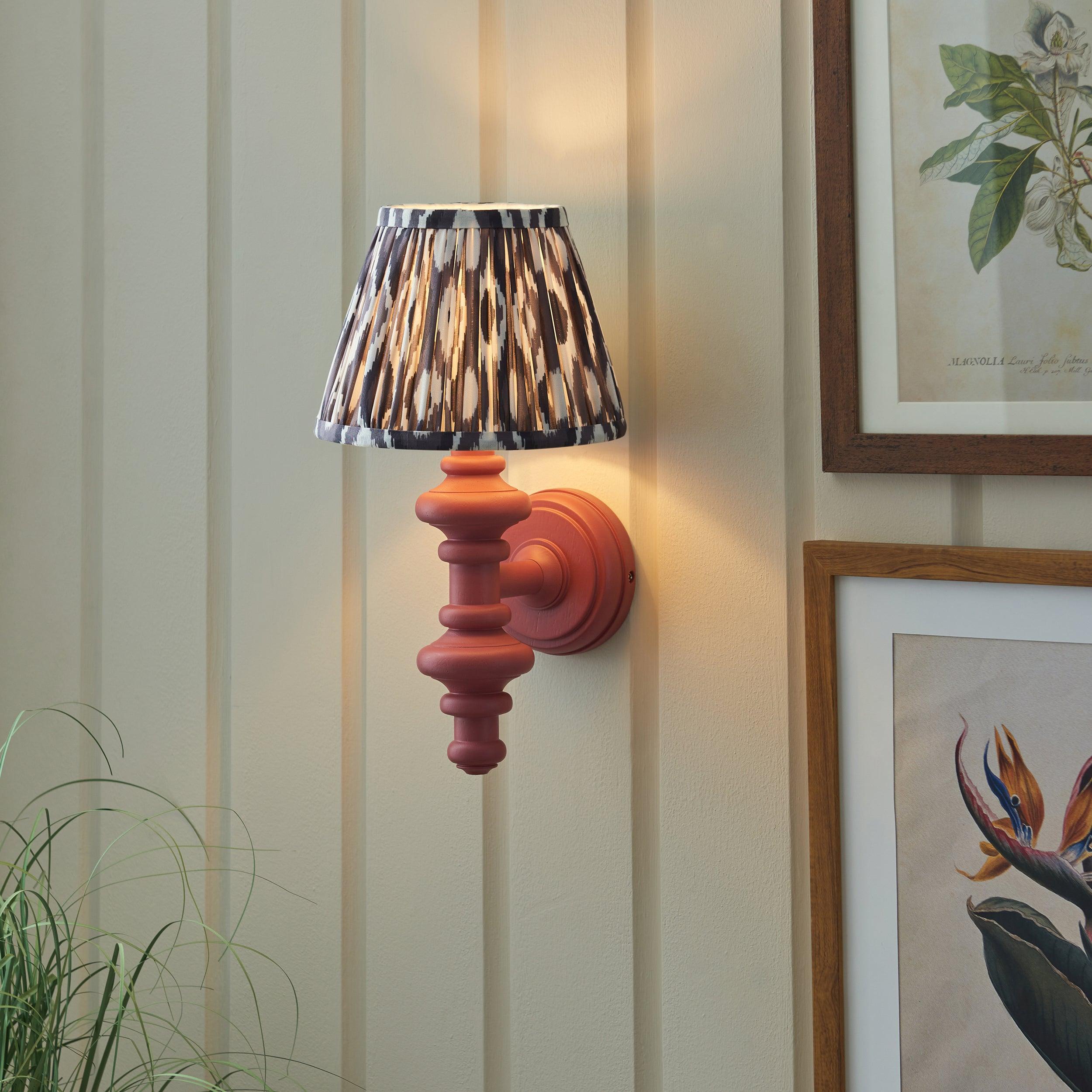 Carnaby Pink Wooden Wall Light With 20cm Shade