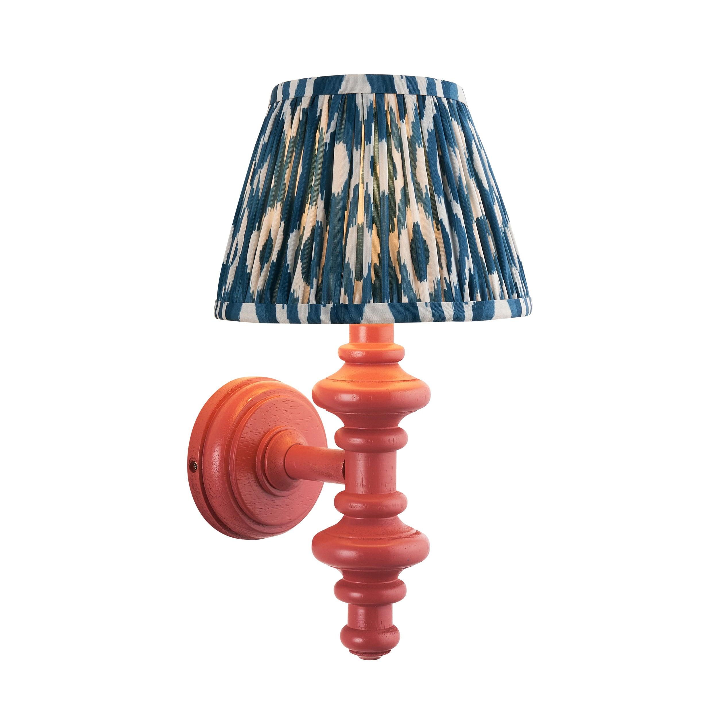 Carnaby Pink Wall Light & Ikat 20cm Marlin Blue Shade
