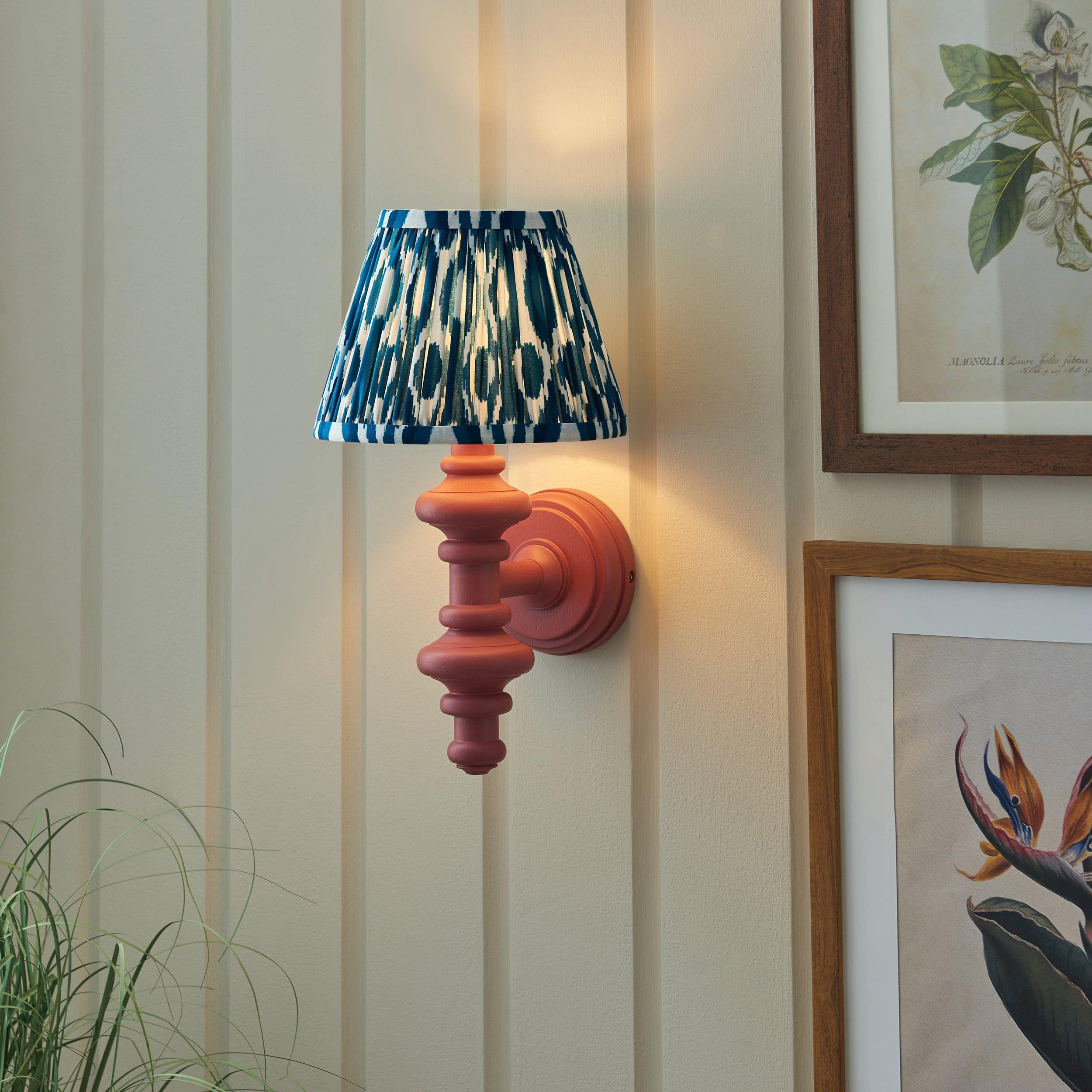 Carnaby Pink Wooden Wall Light With 20cm Shade