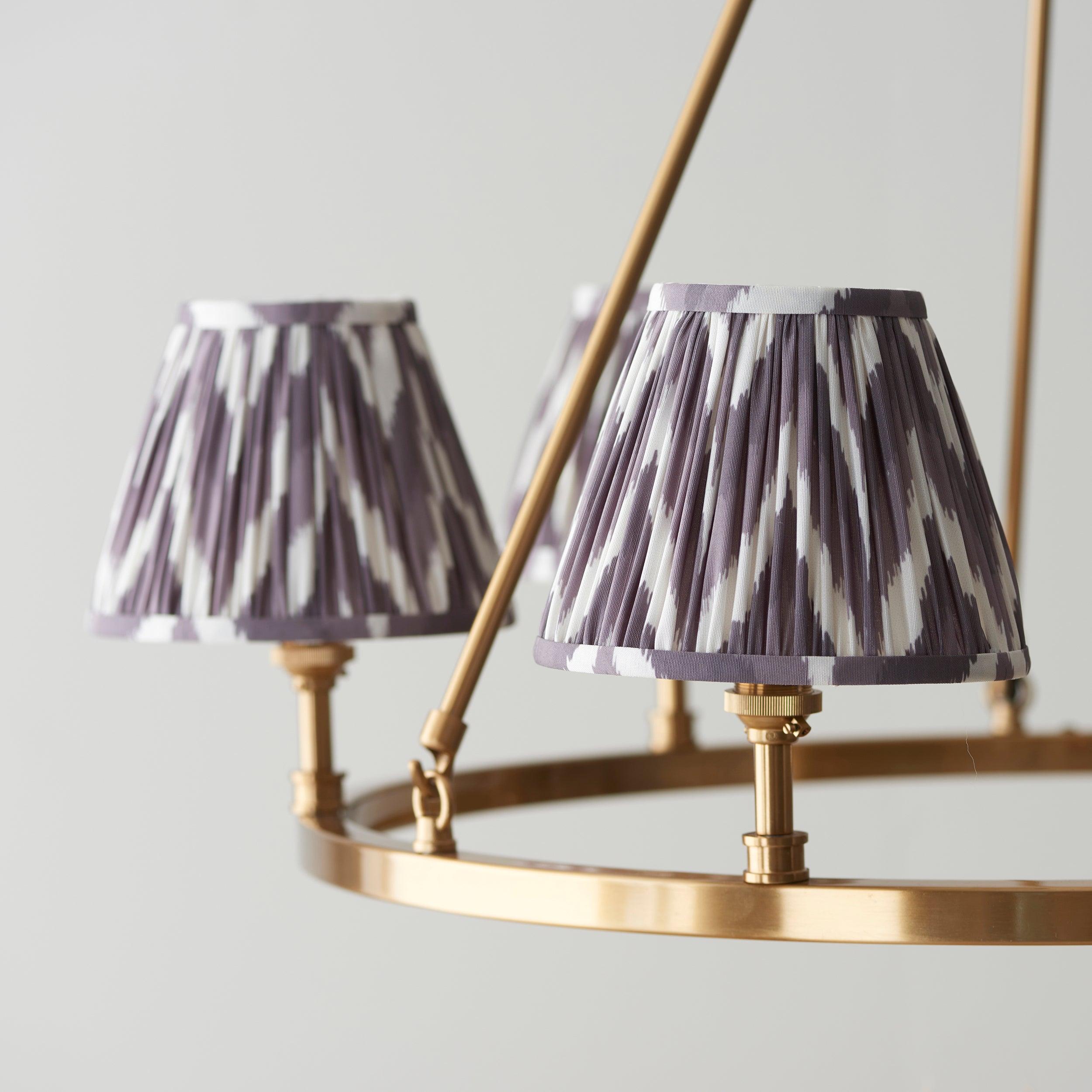 Chester Large Brass Ceiling Pendant Light With Grey Zigzag 16cm Shades