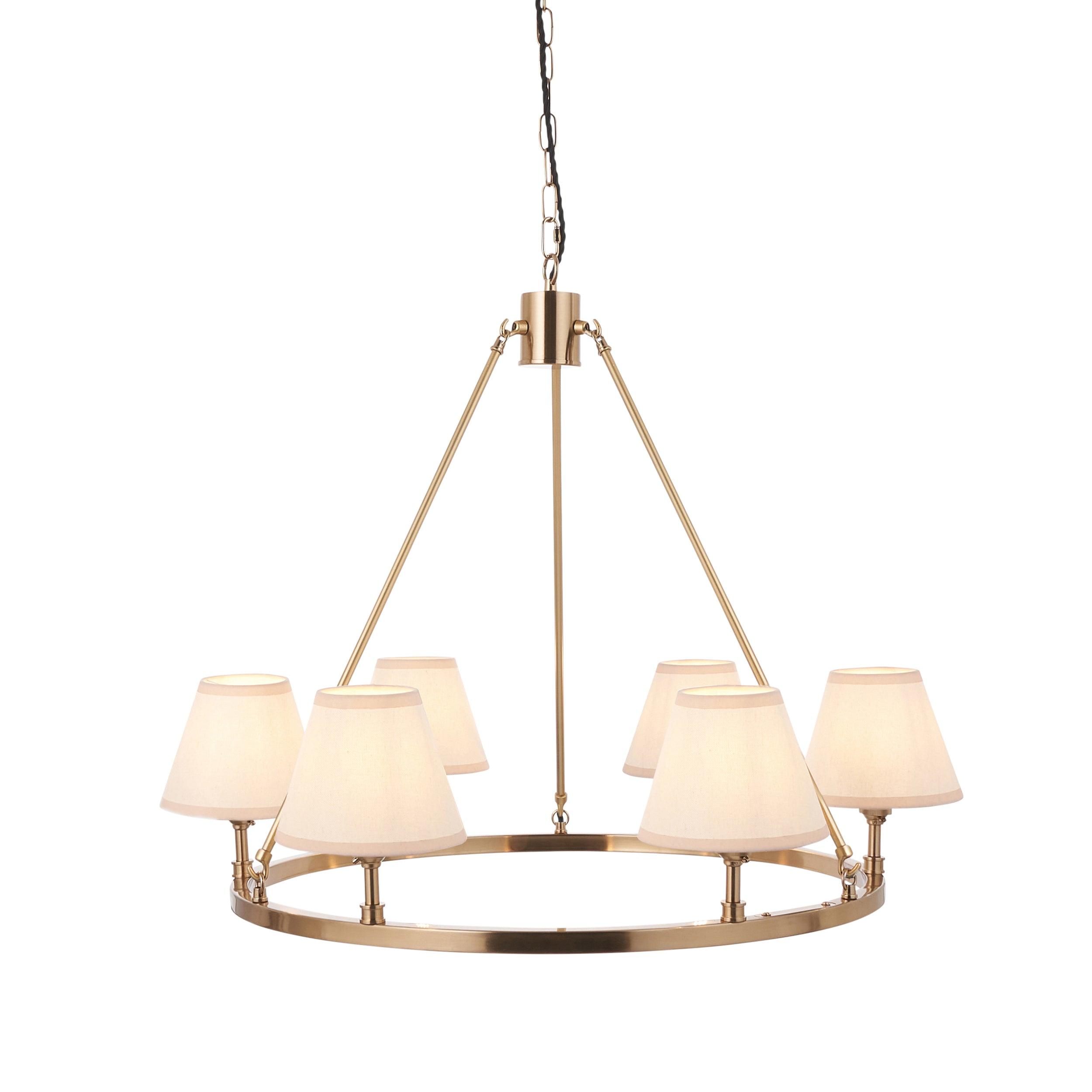 Chester Large Brass Ceiling Pendant Light With White Ivy 16cm Shades