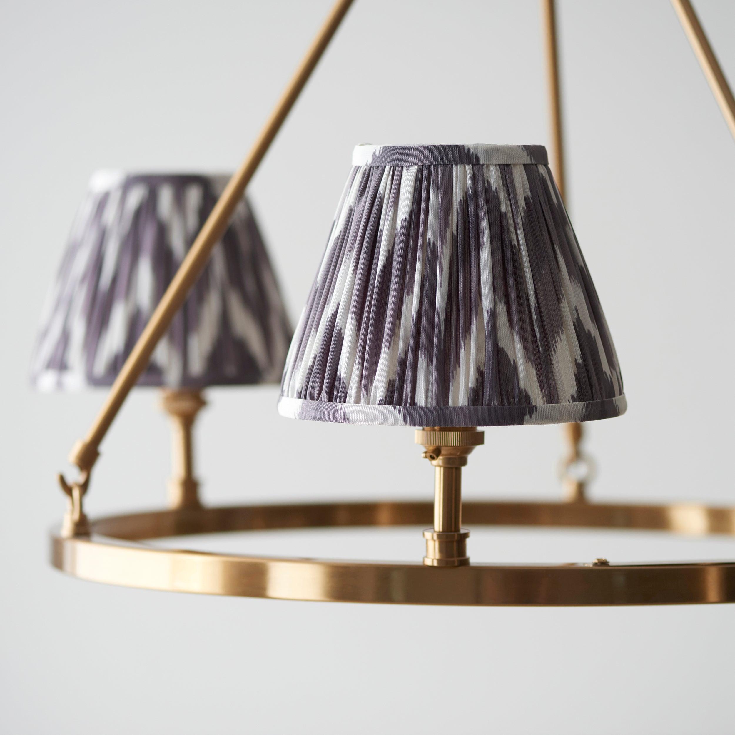 Chester Brass Ceiling Pendant Light With Grey ZIgzag 16cm Shades