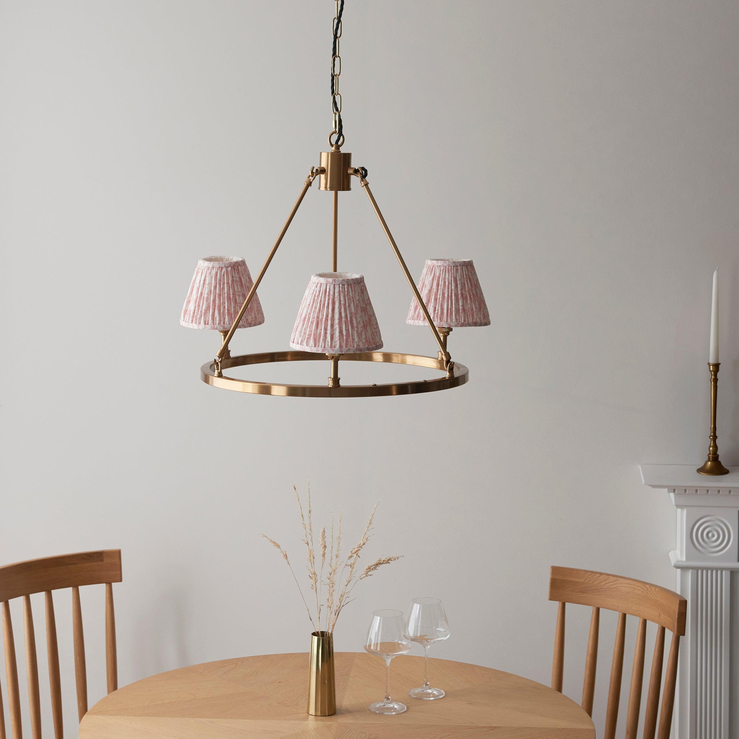 Chester Brass Ceiling Pendant Light With Peachy Keen 16cm Shades