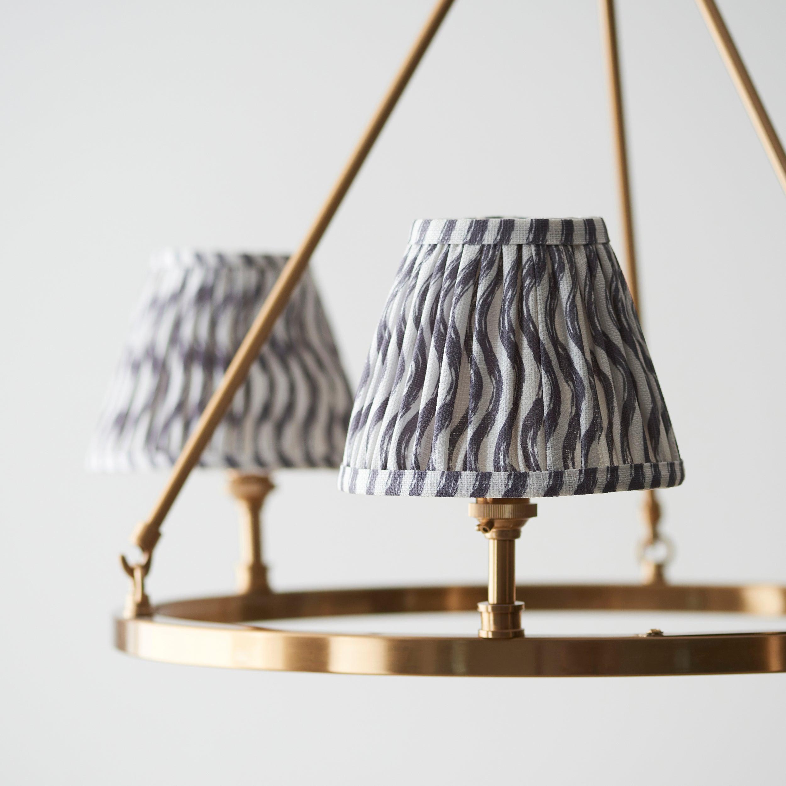 Chester Brass Ceiling Pendant Light With Grey Ikat 16cm Shades