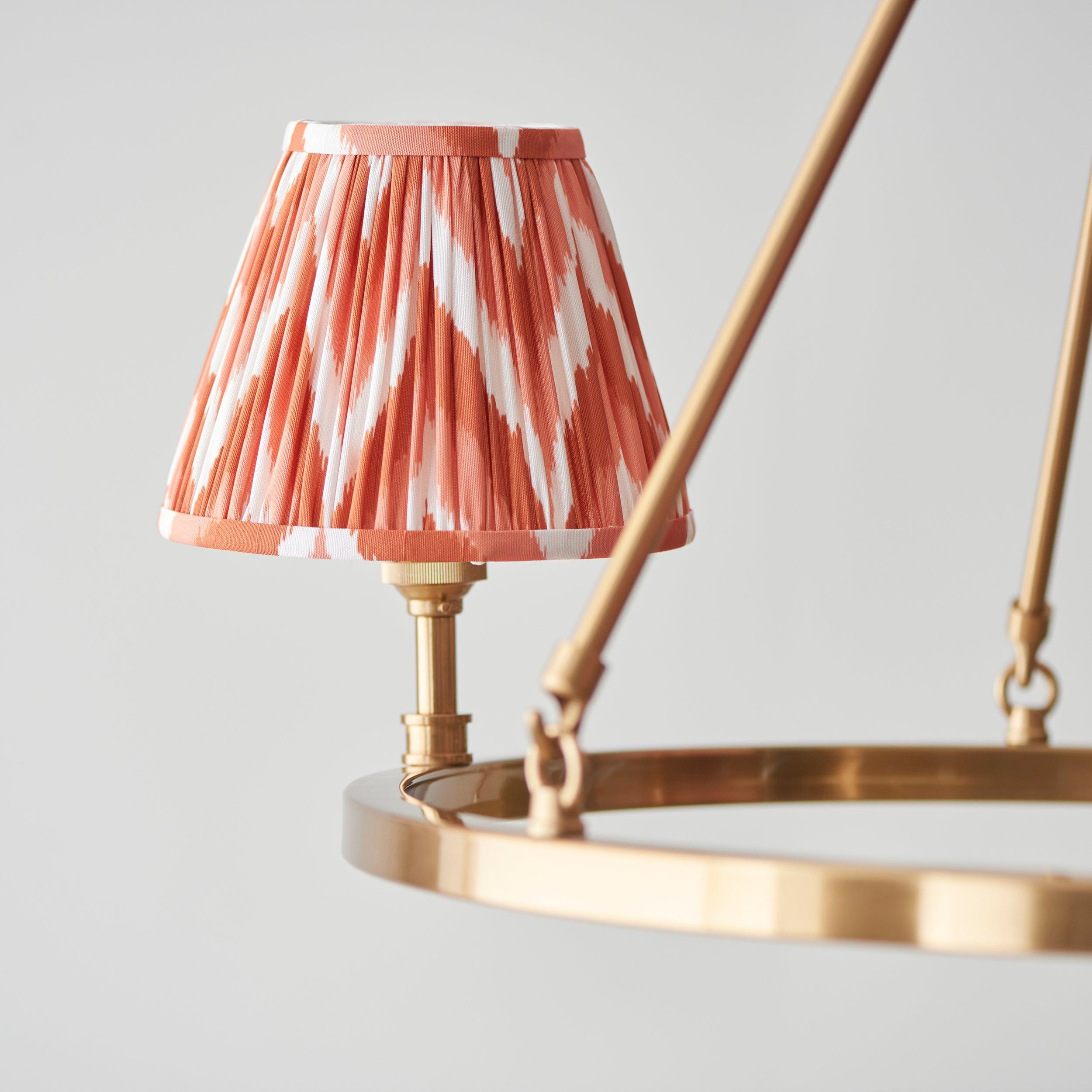 Chester Brass Ceiling Pendant Light With Orange Zigzag 16cm Shades