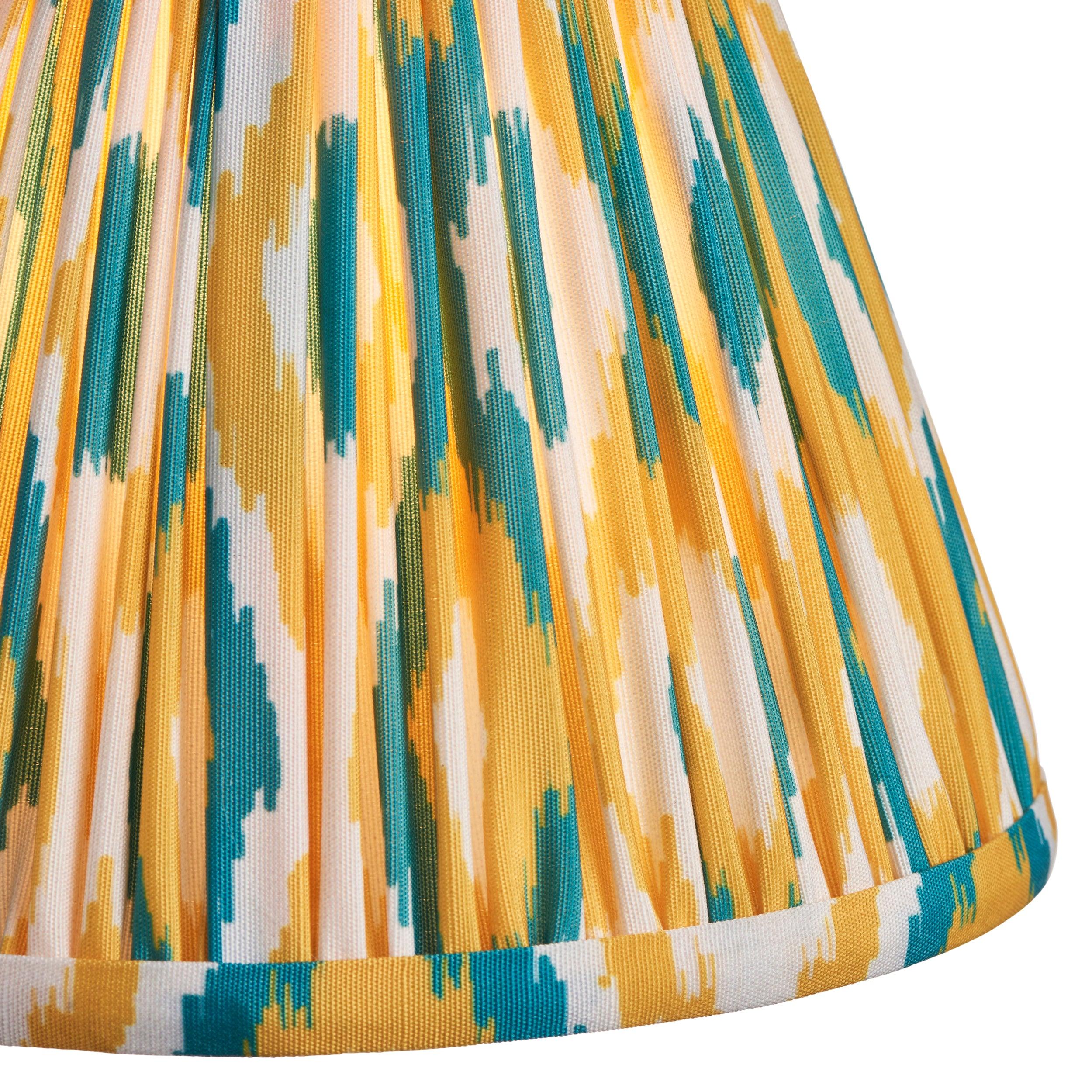 Chester Brass Ceiling Pendant Light With Yellow & Jade Ikat 16cm Shades
