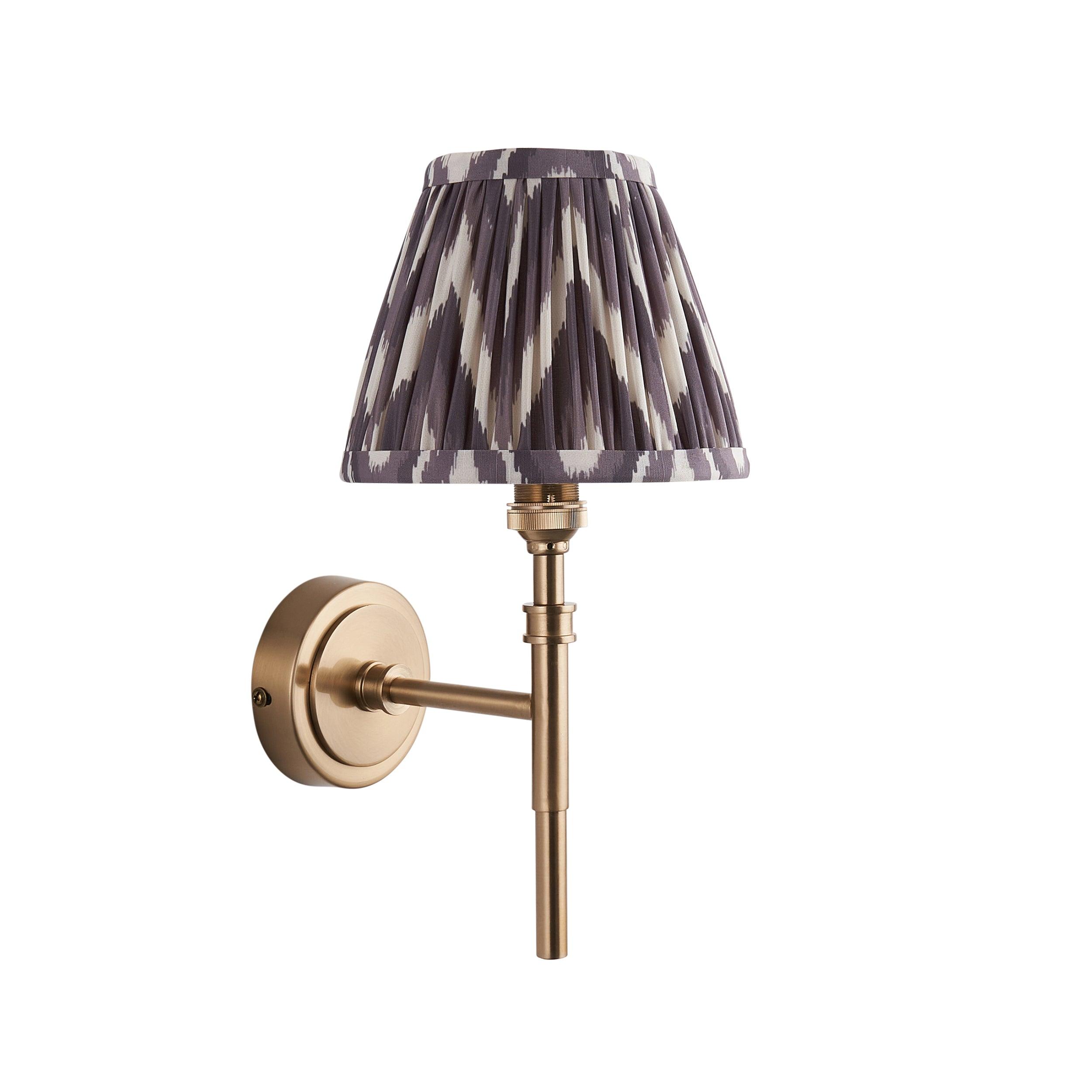 Chester Brass Wall Light With Grey Zigzag 16cm Shade