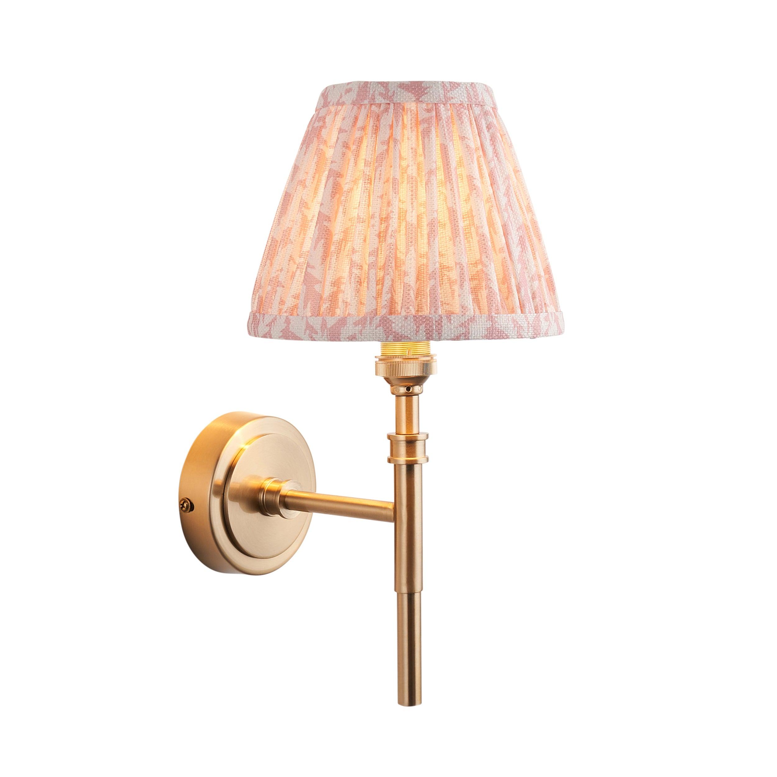 Chester Brass Wall Light With Peachy Keen Leaf 16cm Shade