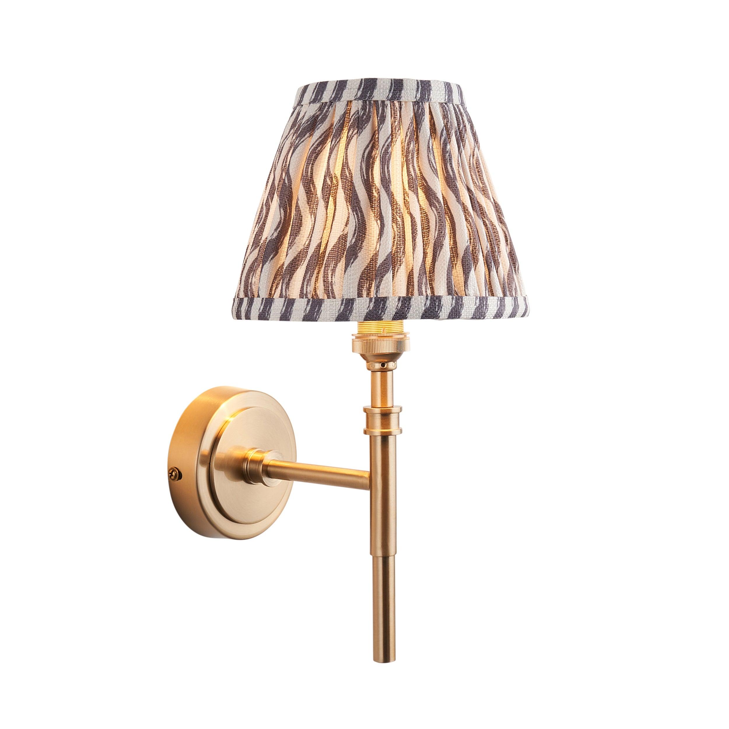Chester Brass Wall Light With Grey Ripple 16cm Shade