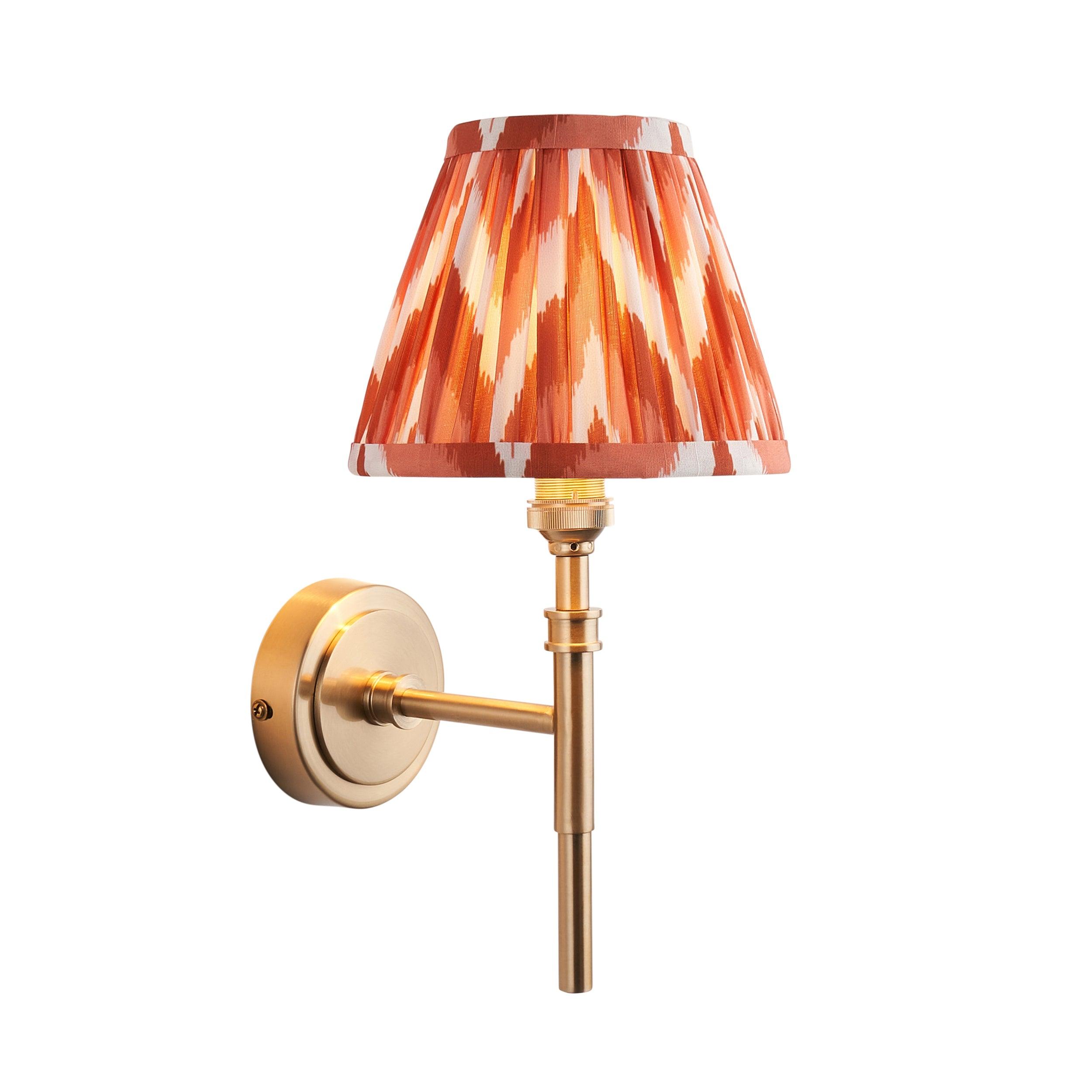 Chester Brass Wall Light With Orange Zigzag 16cm Shade