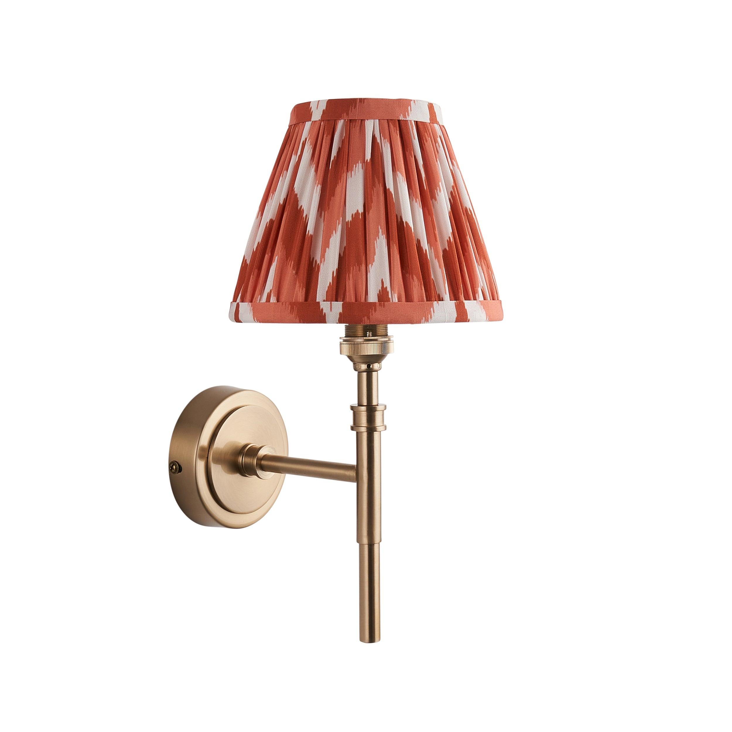 Chester Brass Wall Light With Orange Zigzag 16cm Shade