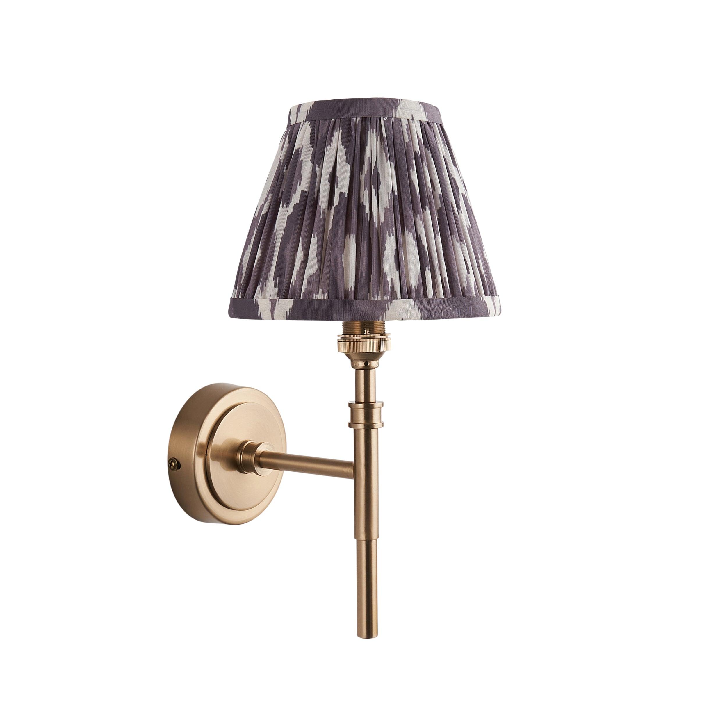 Chester Brass Wall Light With Pearl Ikat 16cm Shade