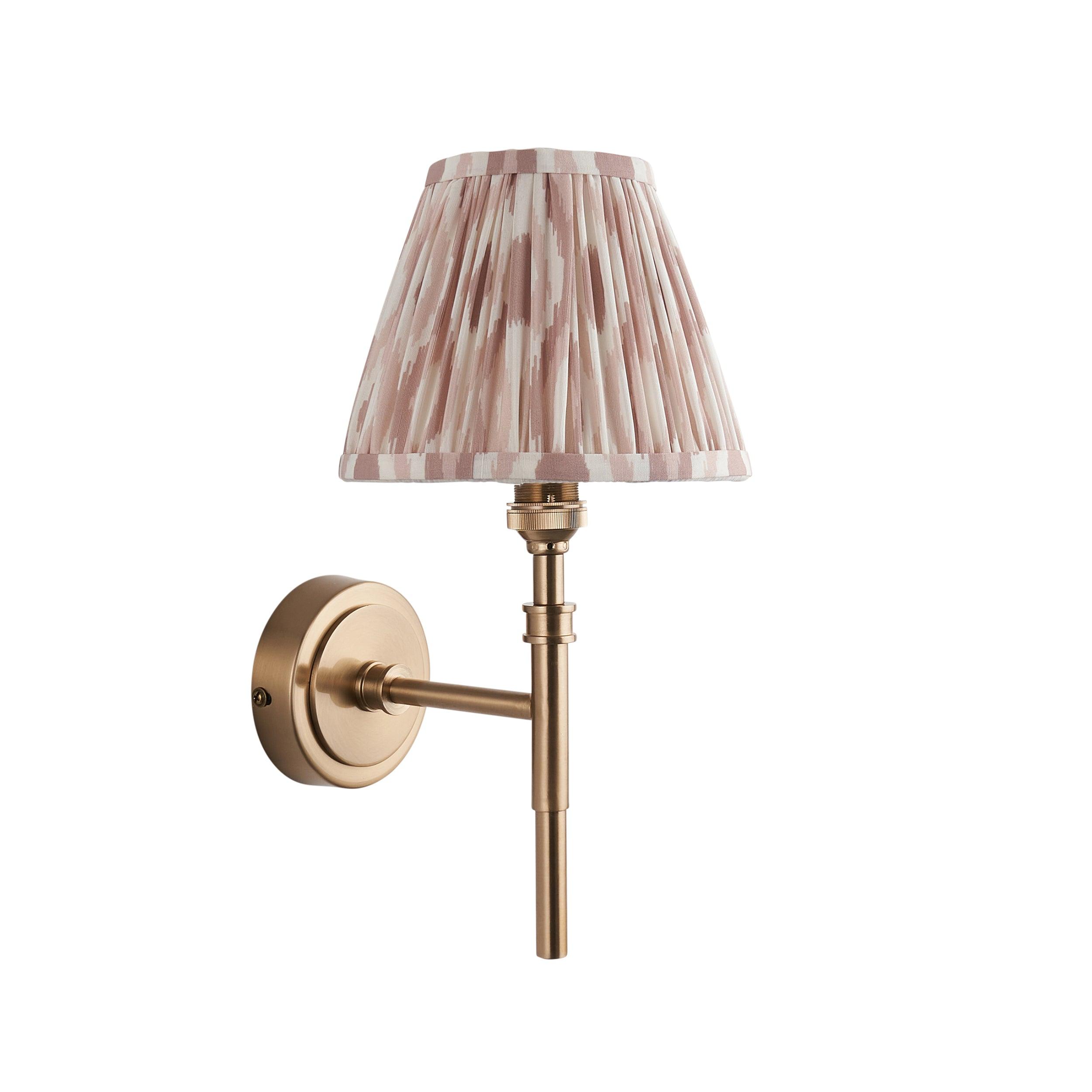 Chester Brass Wall Light With Neutral Ikat 16cm Shade