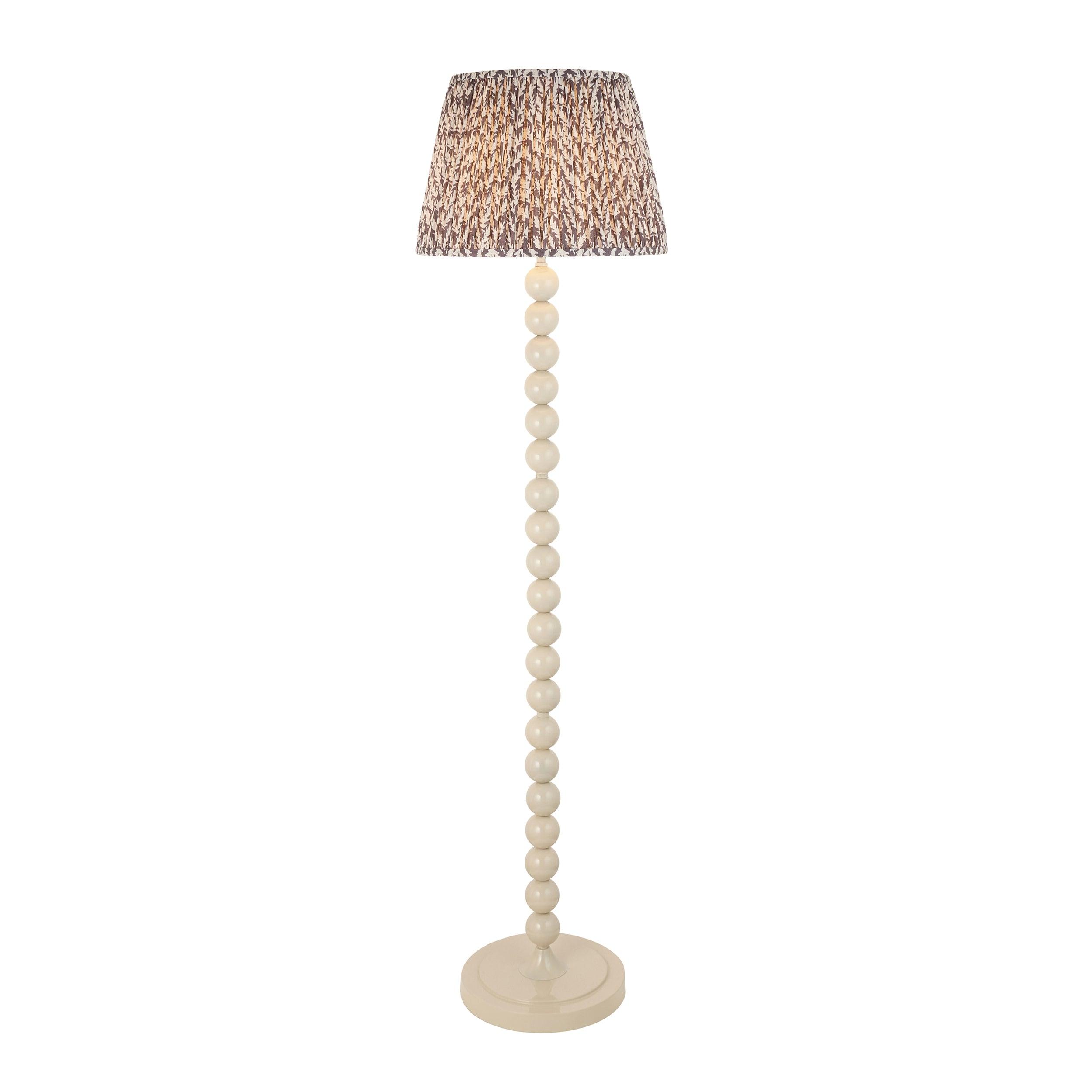 Higgledy Almond White Floor Lamp & Leaf 35cm Pearl Grey Shade
