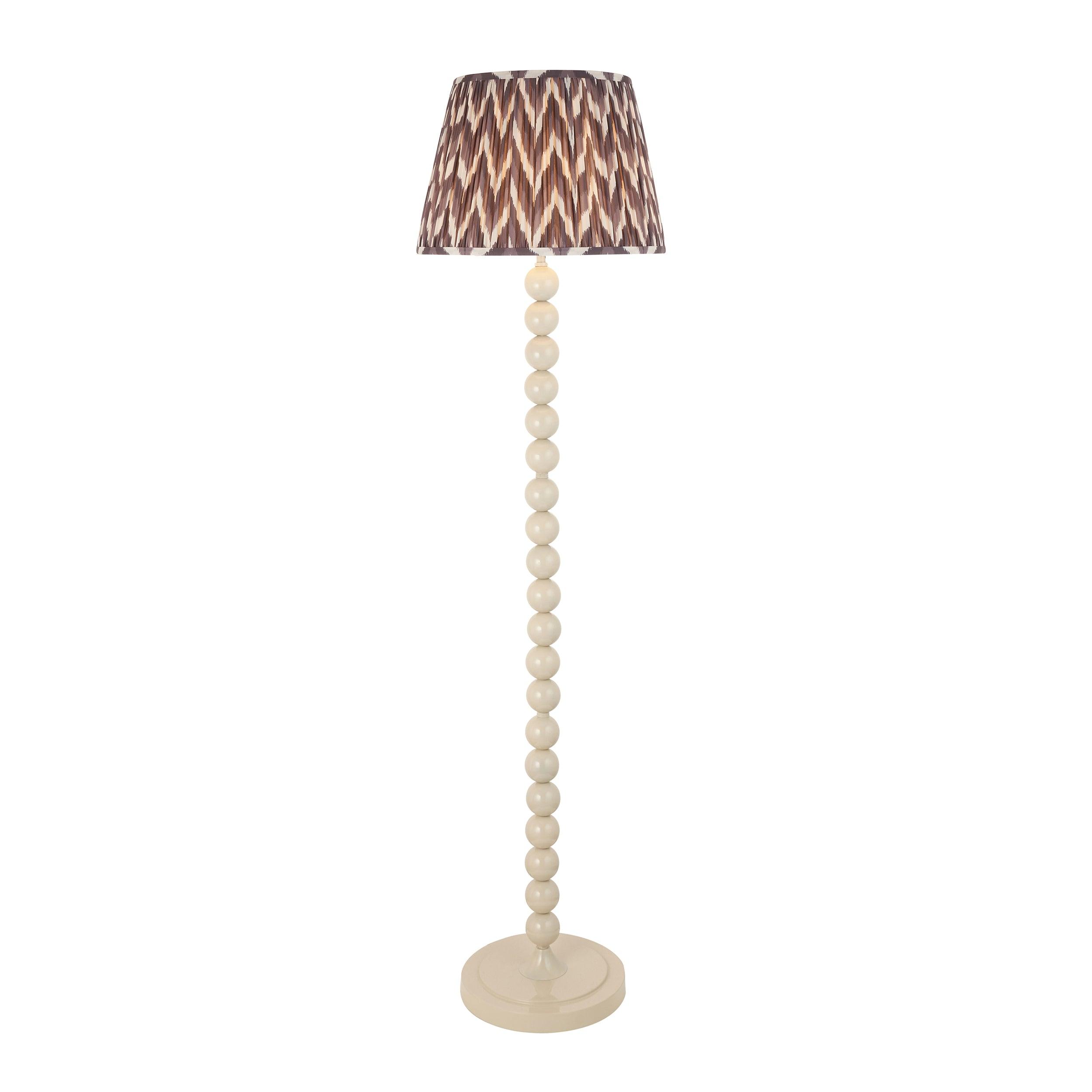 Higgledy Almond White Floor Lamp & Zigzag 40cm Pearl Grey Shade