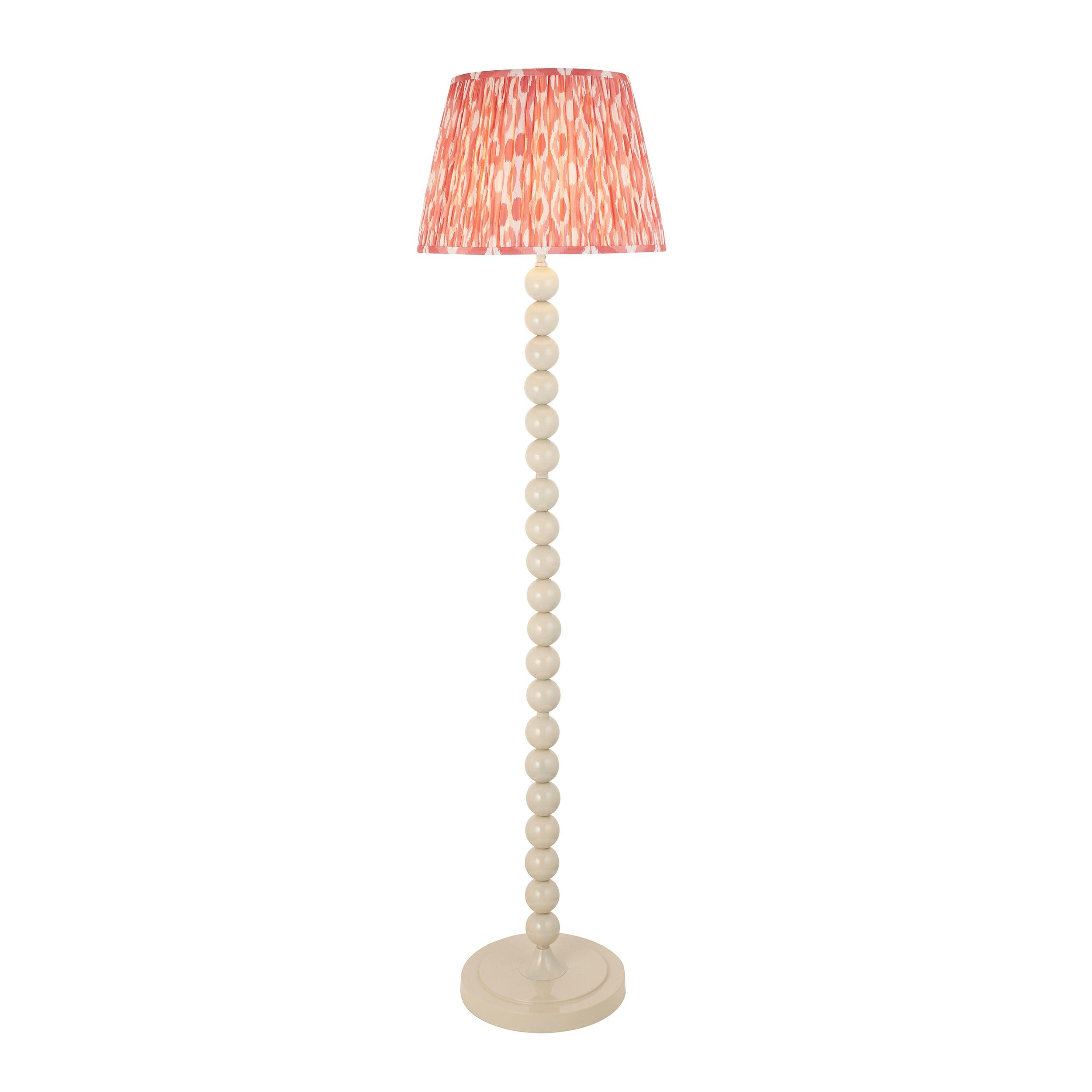 Higgledy Almond White Floor Lamp & Ikat 40cm Coral Pink Shade