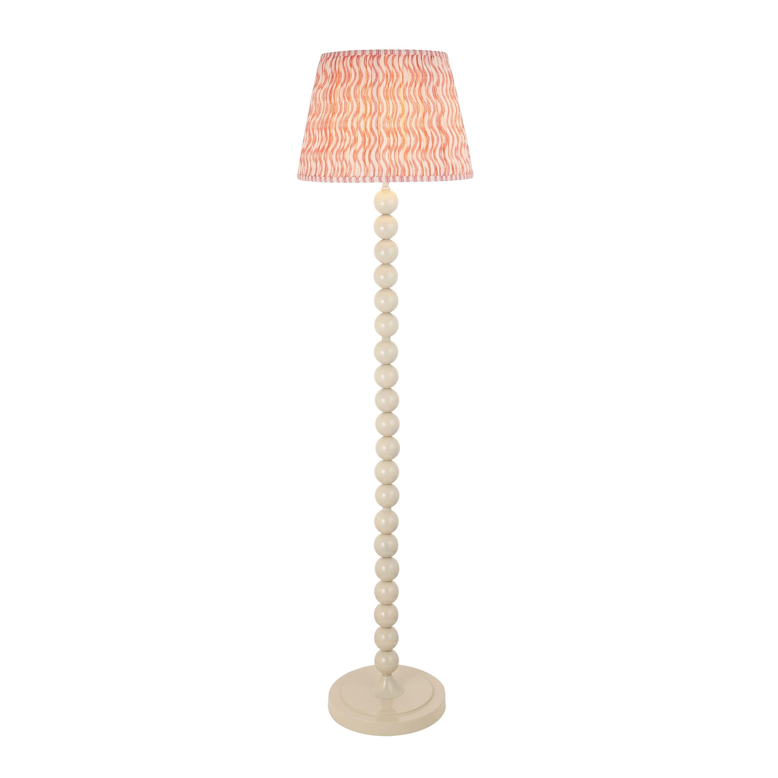 Higgledy Almond White Floor Lamp & Ripple 40cm Coral Pink Shade