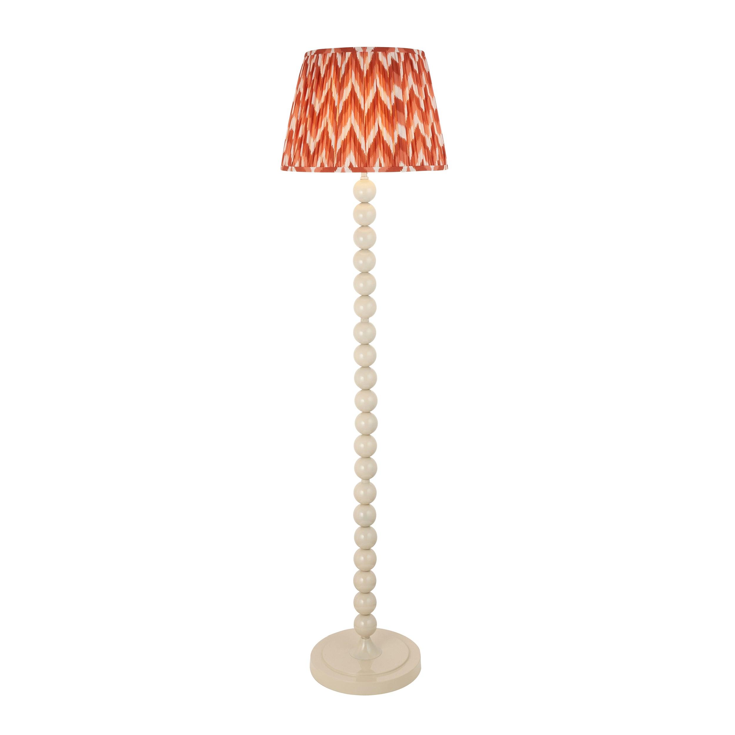 Higgledy Almond White Floor Lamp & Zigzag 40cm Apricot Orange Shade