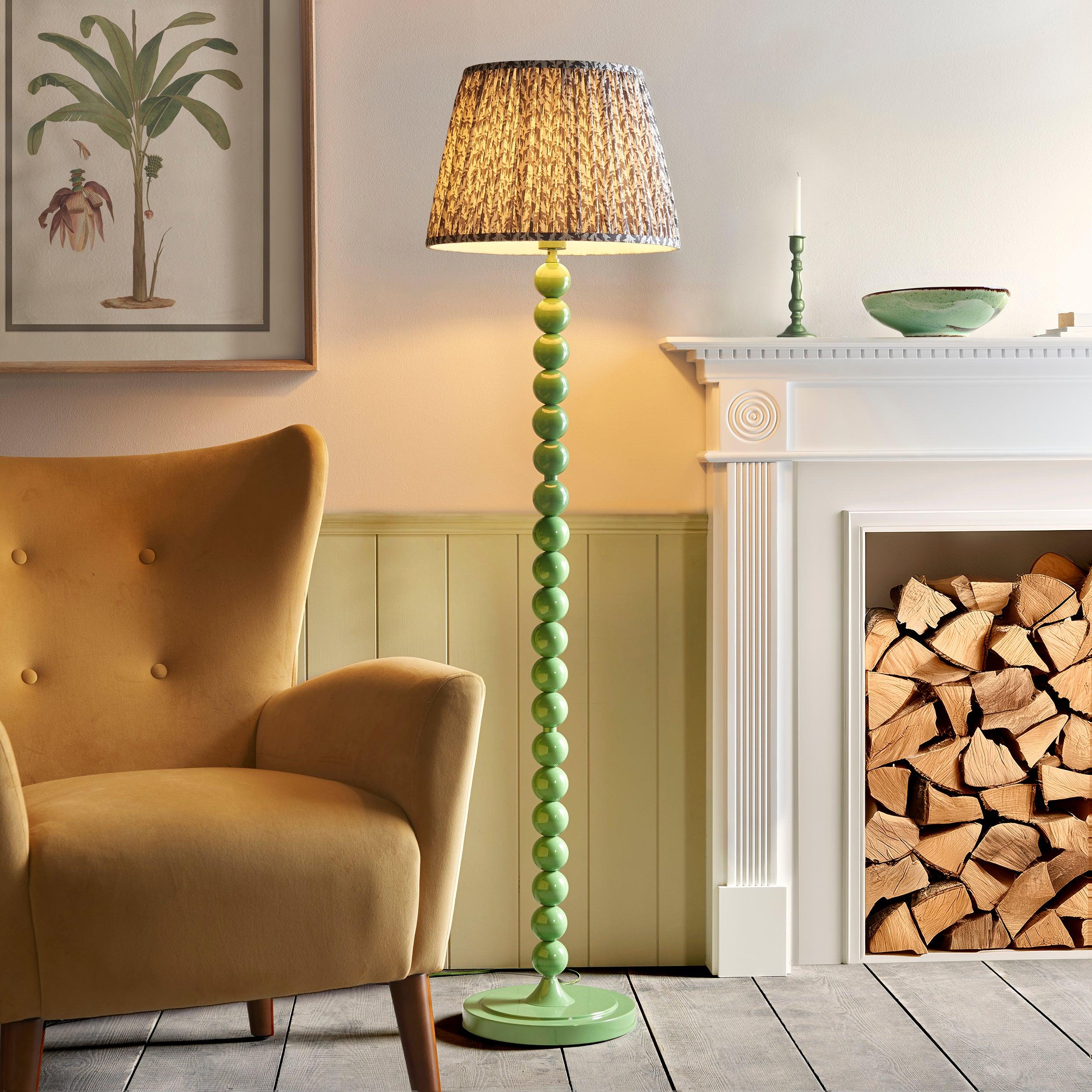 Higgledy Green Floor Lamp & Leaf 40cm Pearl Grey Shade