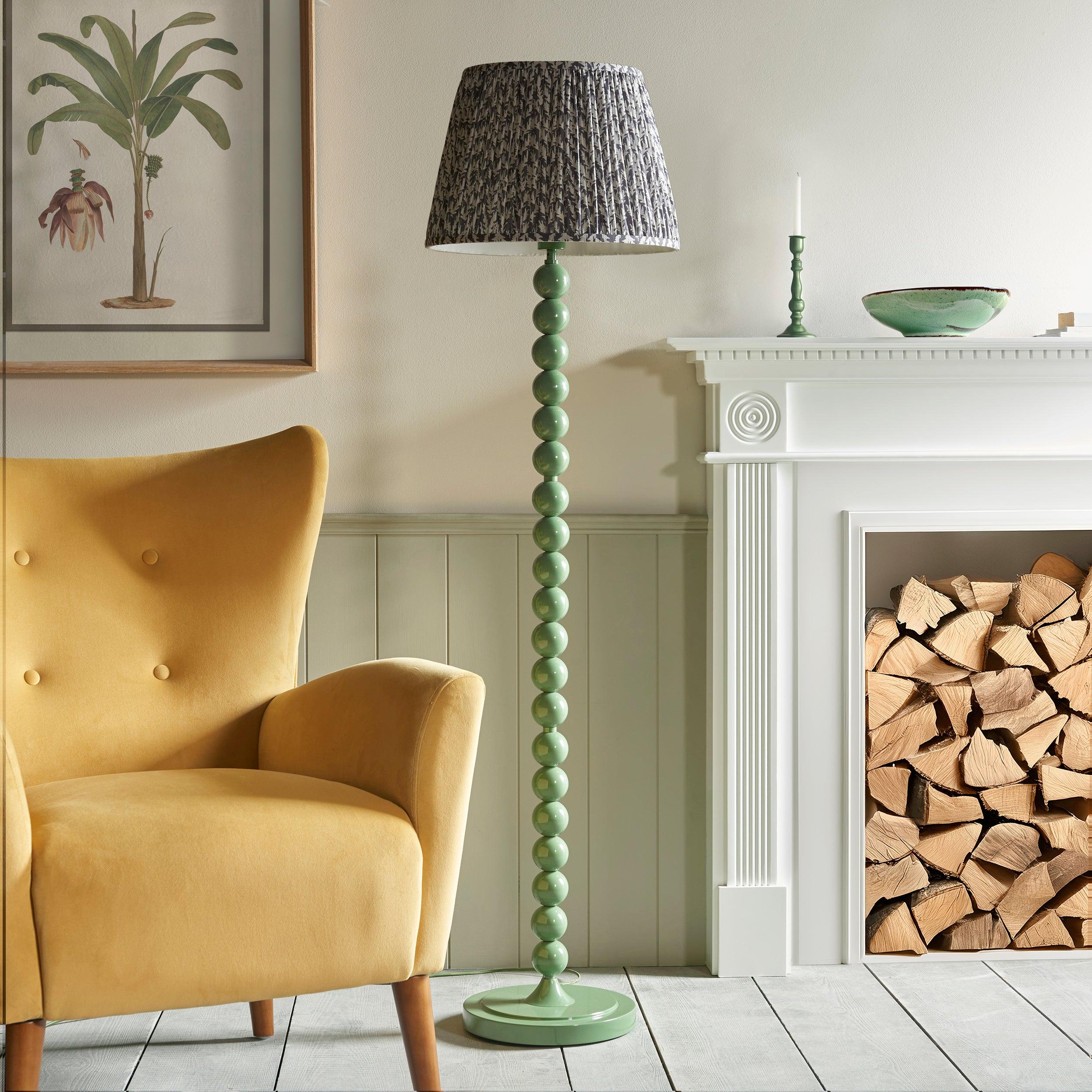 Higgledy Green Floor Lamp & Leaf 40cm Pearl Grey Shade