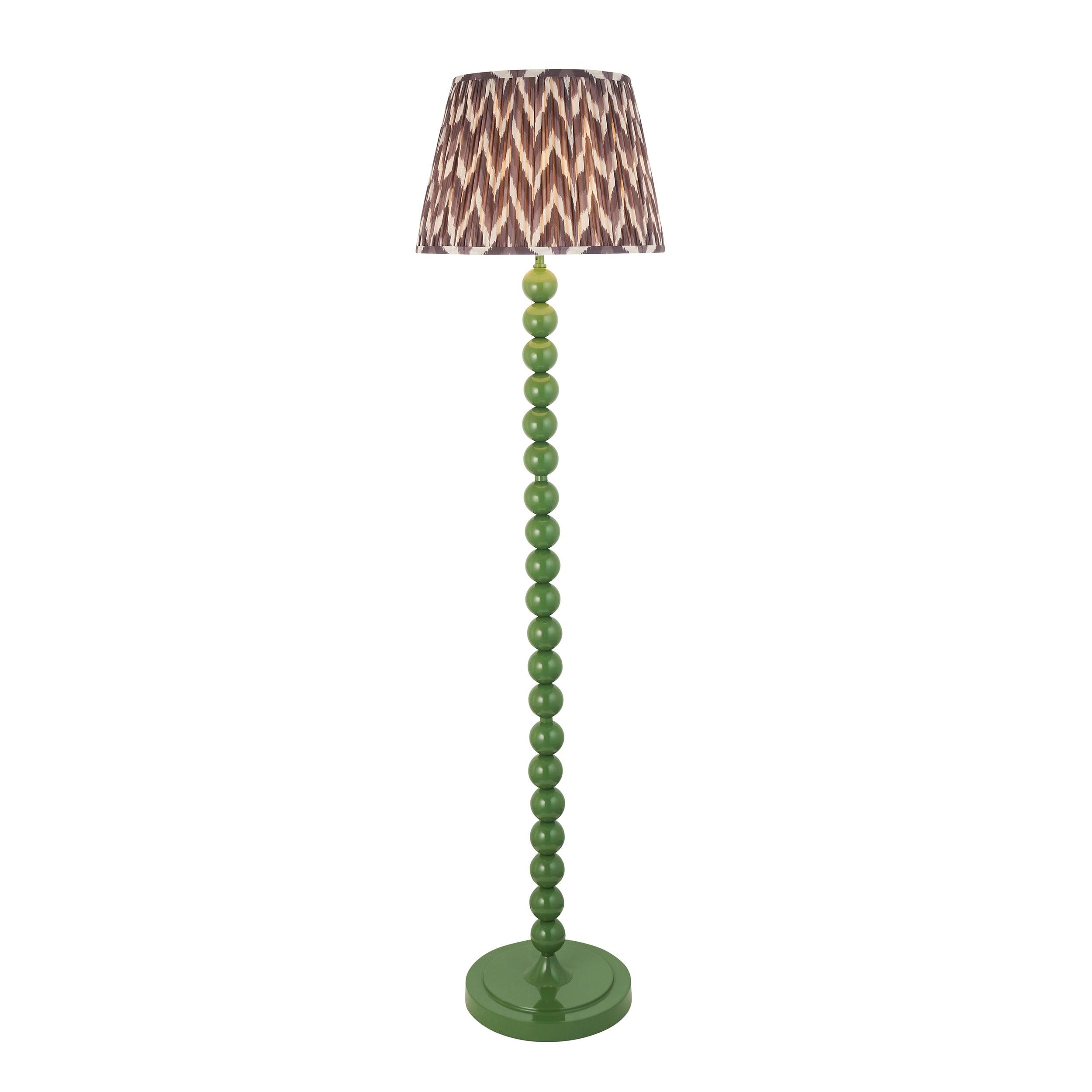 Higgledy Green Floor Lamp & Zigzag 40cm Pearl Grey Shade