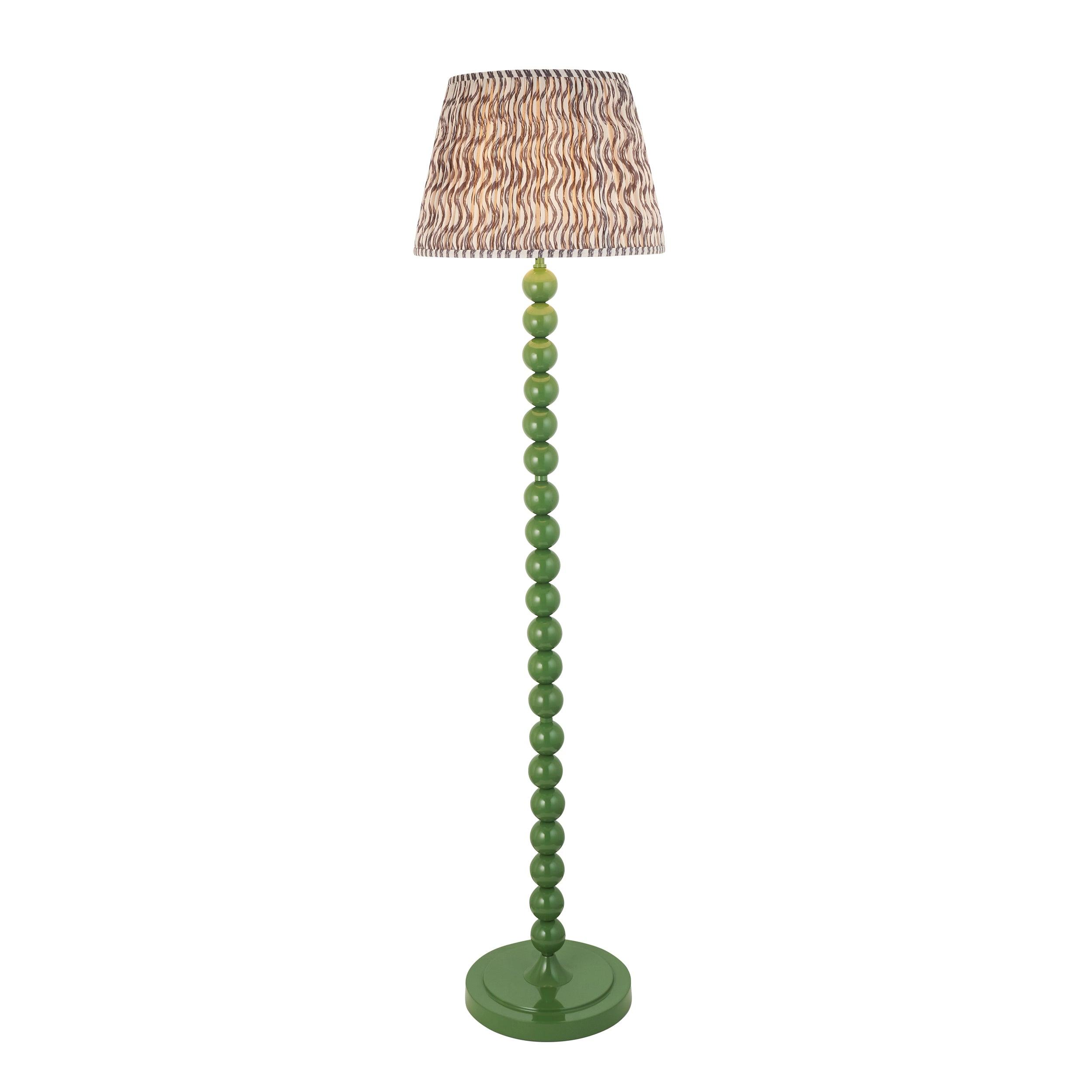 Higgledy Green Floor Lamp & Ripple 40cm Pearl Grey Shade