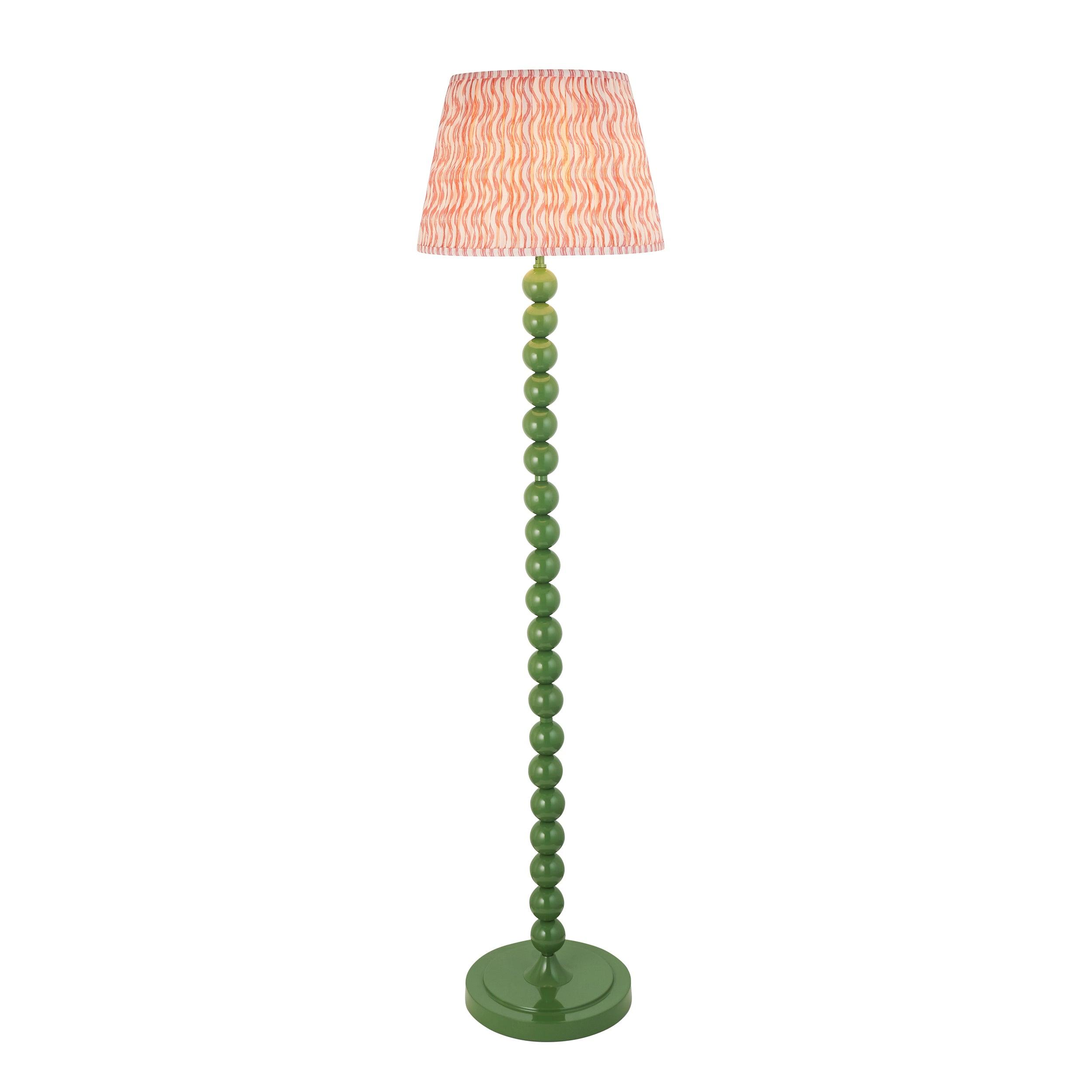 Higgledy Green Floor Lamp & Ripple 40cm Coral Pink Shade