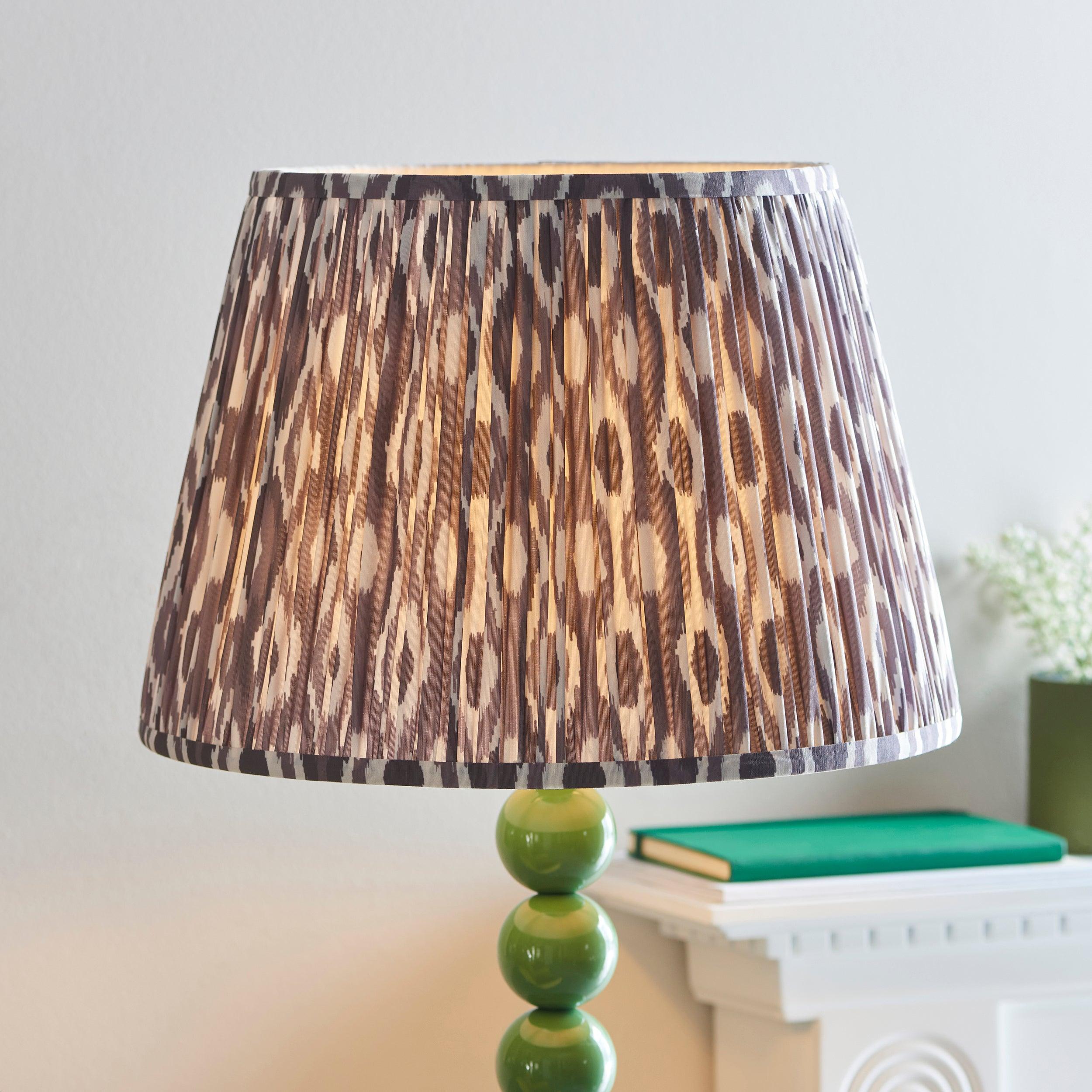 Higgledy Green Floor Lamp & Ikat 40cm Pearl Grey Shade
