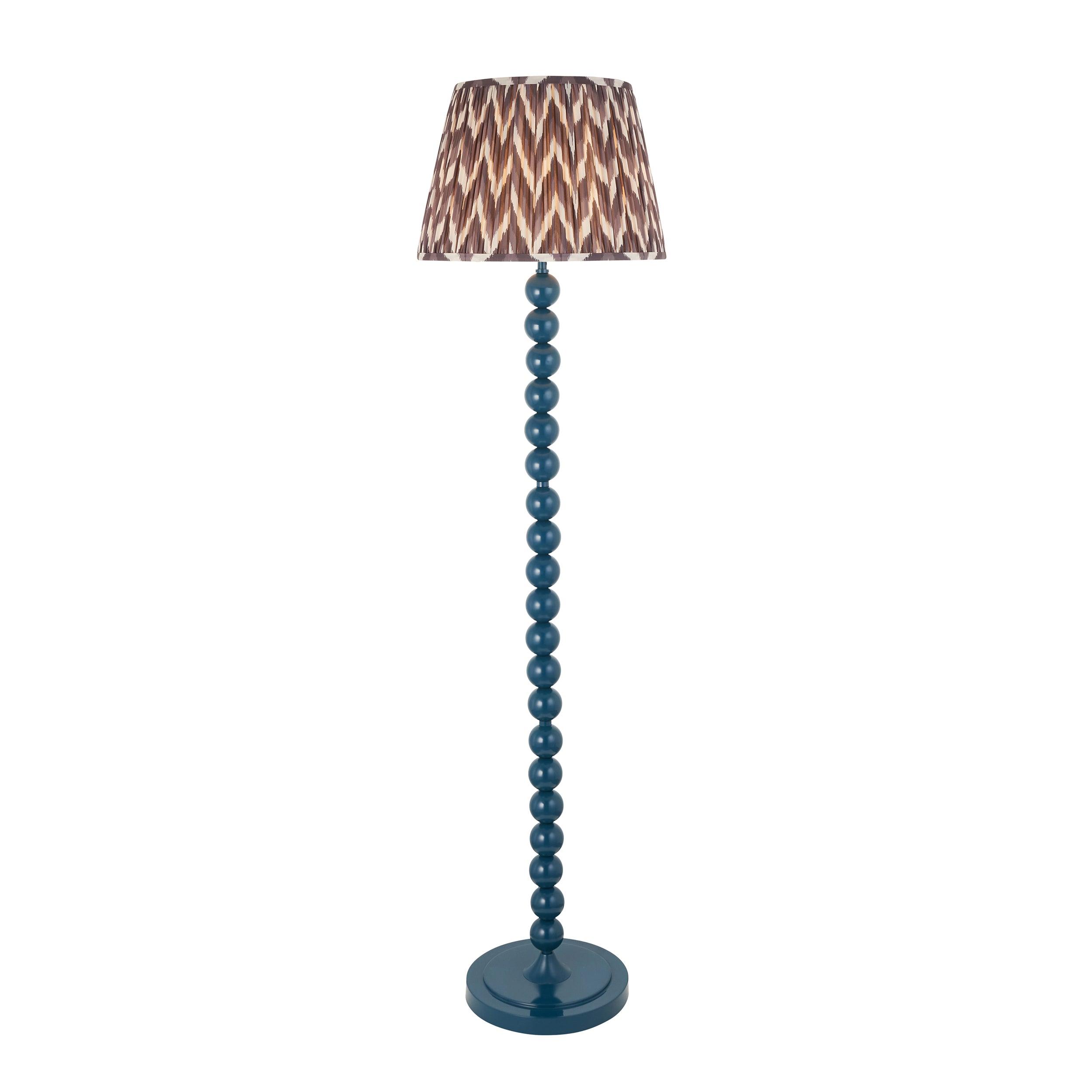 Higgledy Blue Floor Lamp & Zigzag 40cm Pearl Grey Shade