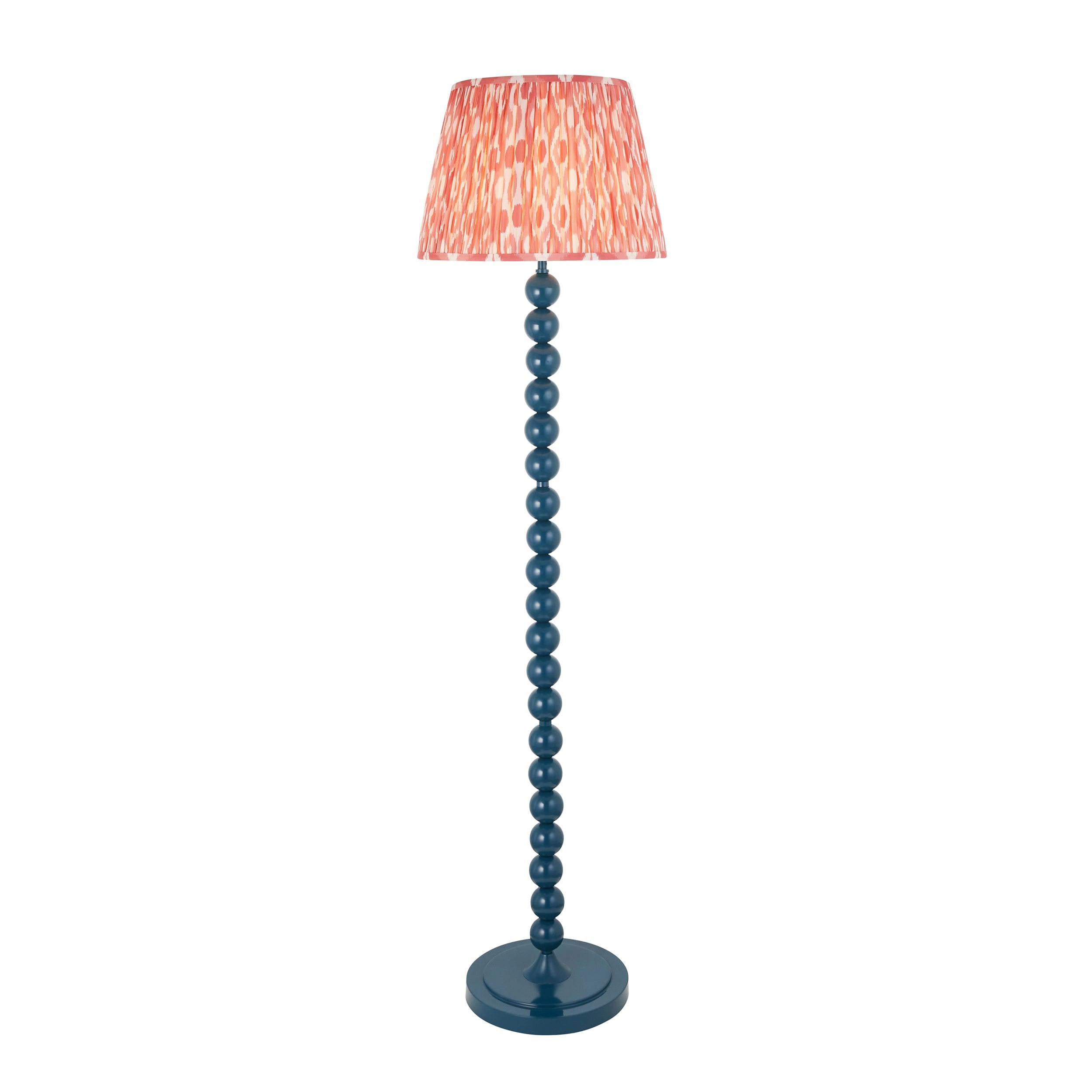 Higgledy Blue Floor Lamp & Ikat 40cm Coral Pink Shade