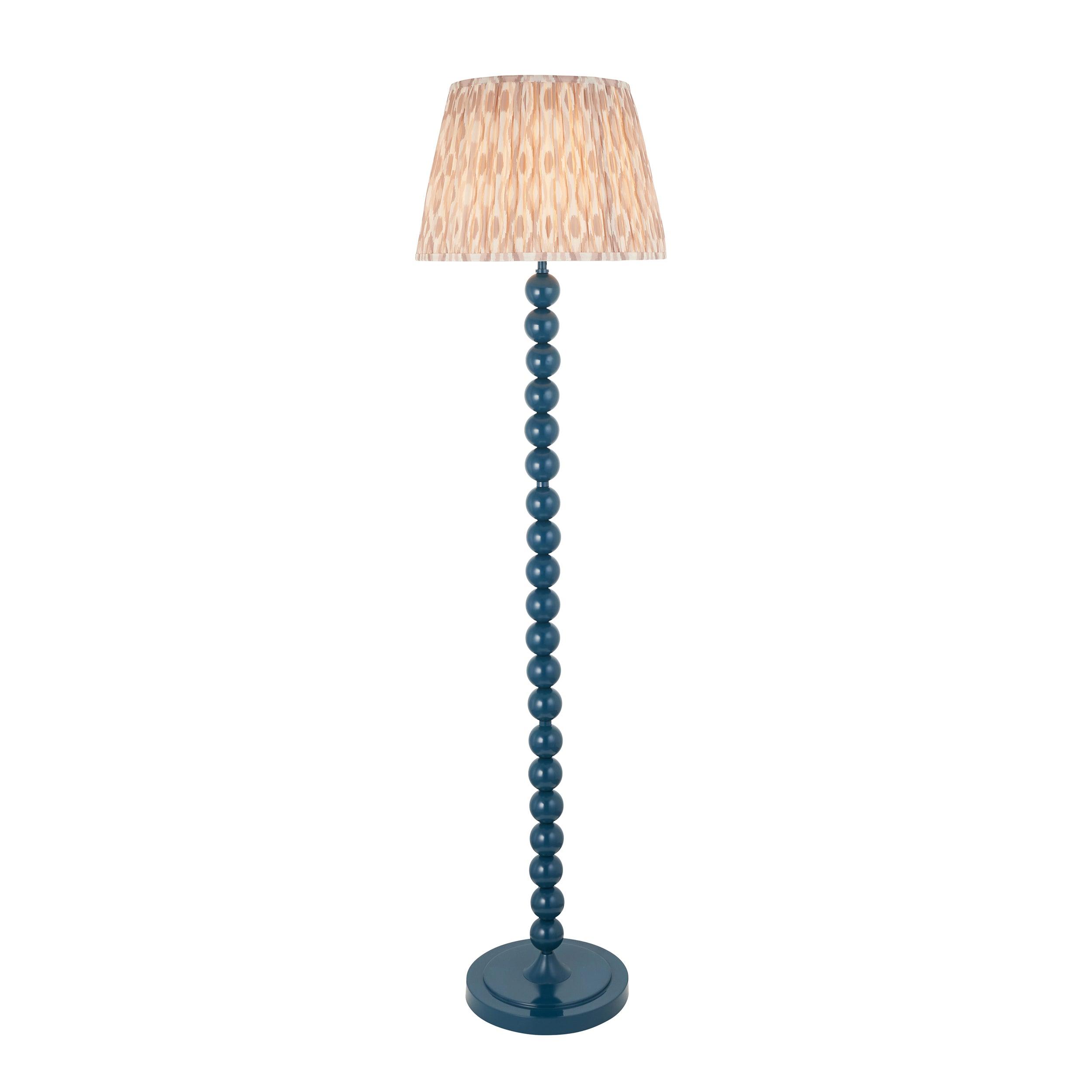 Higgledy Blue Floor Lamp & Ikat 40cm Neutral Shade
